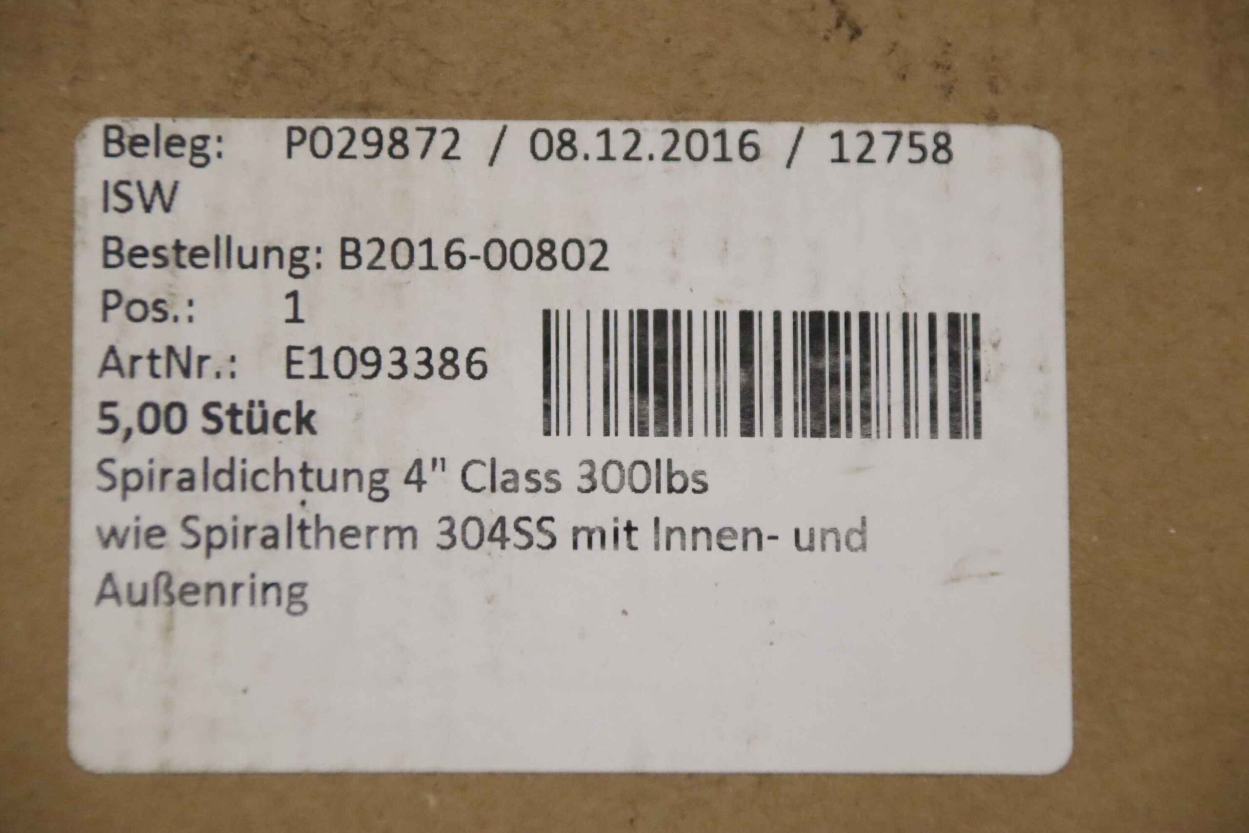 Spiraldichtung 5 Stück von ISW - 4" Class 300 lbs – Bild 4