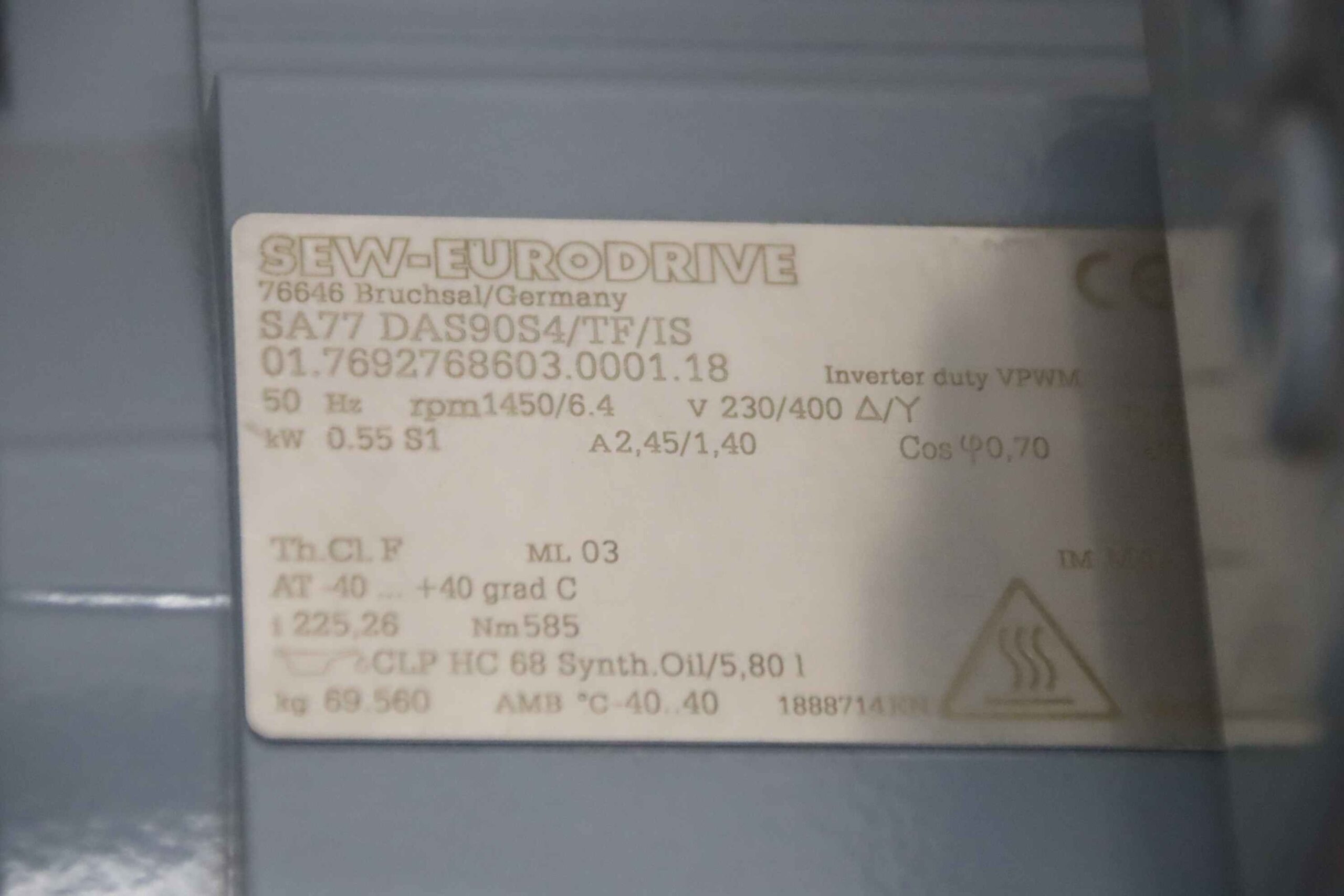 Getriebemotor 0,55 kW 6,4 U/min von SEW-Eurodrive - SA77 DAS90S4/TF/IS – Bild 5