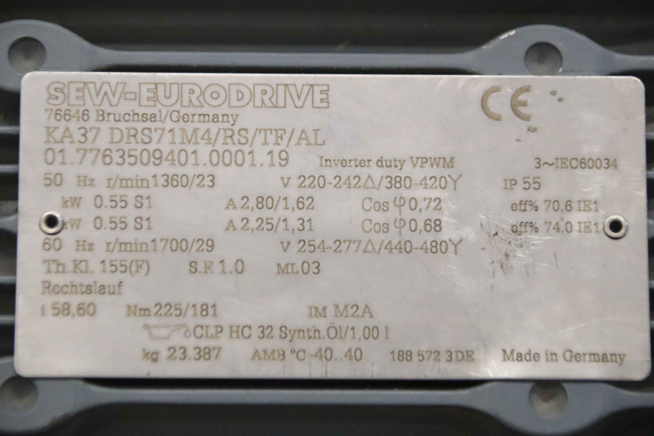 Getriebemotor 0,55 kW 23 U/min von SEW-Eurodrive - KA37 DRS71M4/RS/TF/AL – Bild 5