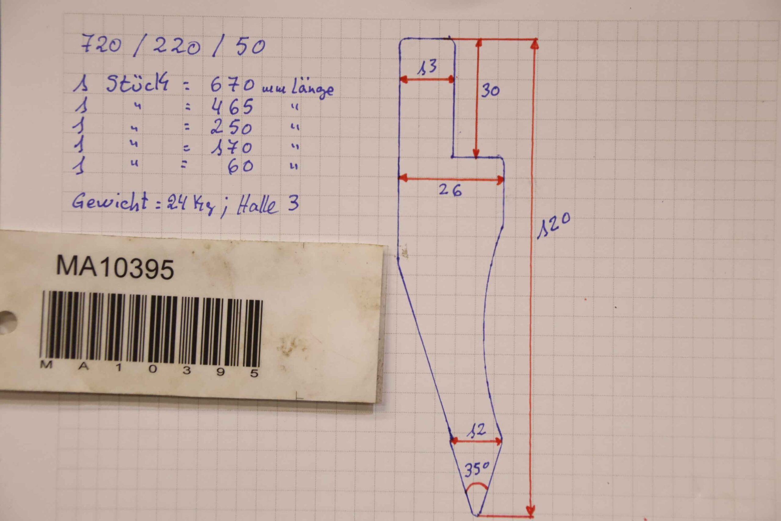 Abkantwerkzeug geteilt 1615 mm von unbekannt - 26 x 120 mm 35° – Bild 6