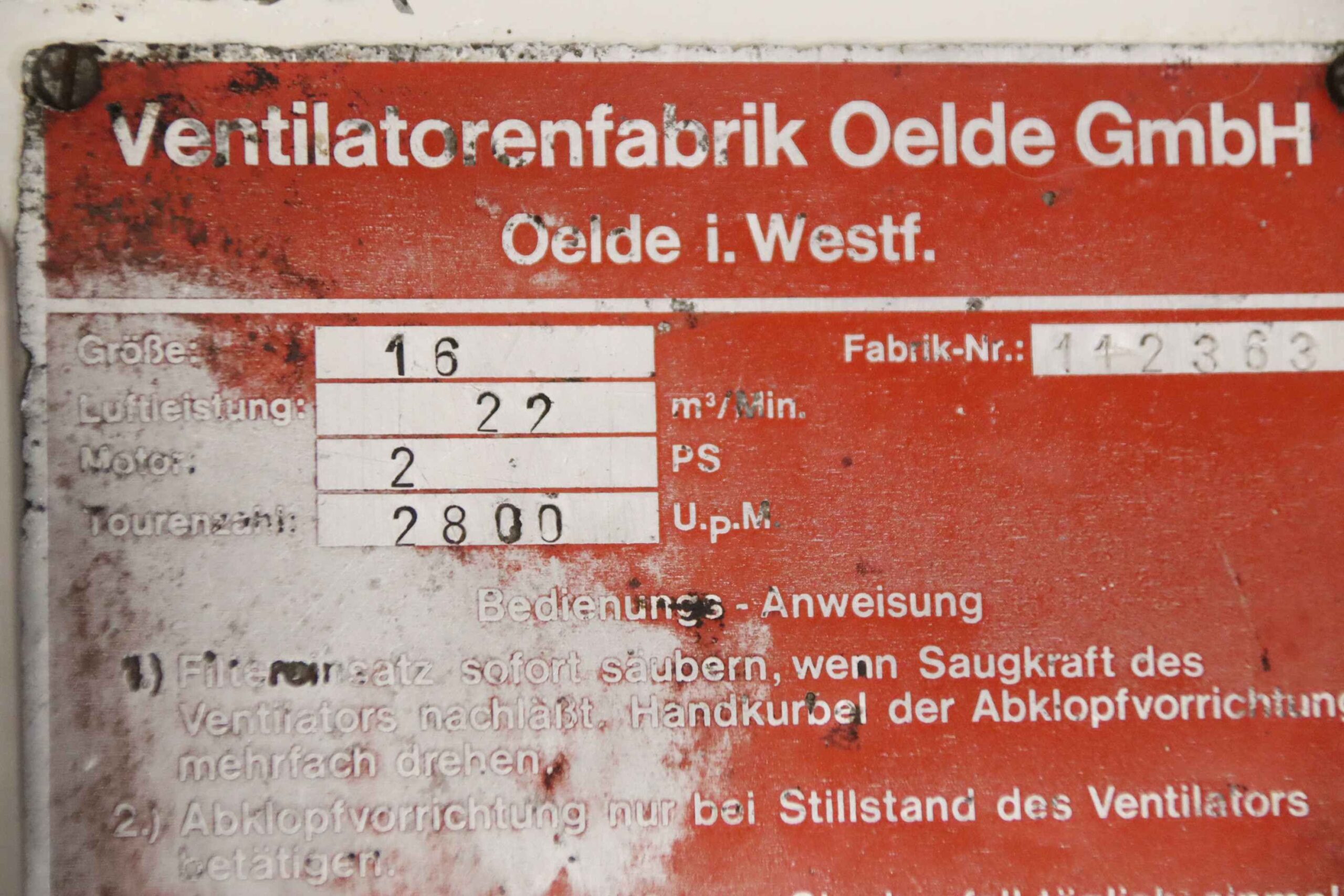 Staubabsauggebläse 1,85 kW von Oelde - Größe 16 – Bild 9