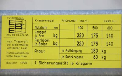 Kragarmregal doppelseitig von LBE - Grundfeld 1300/1180/H1985 mm – Bild 7