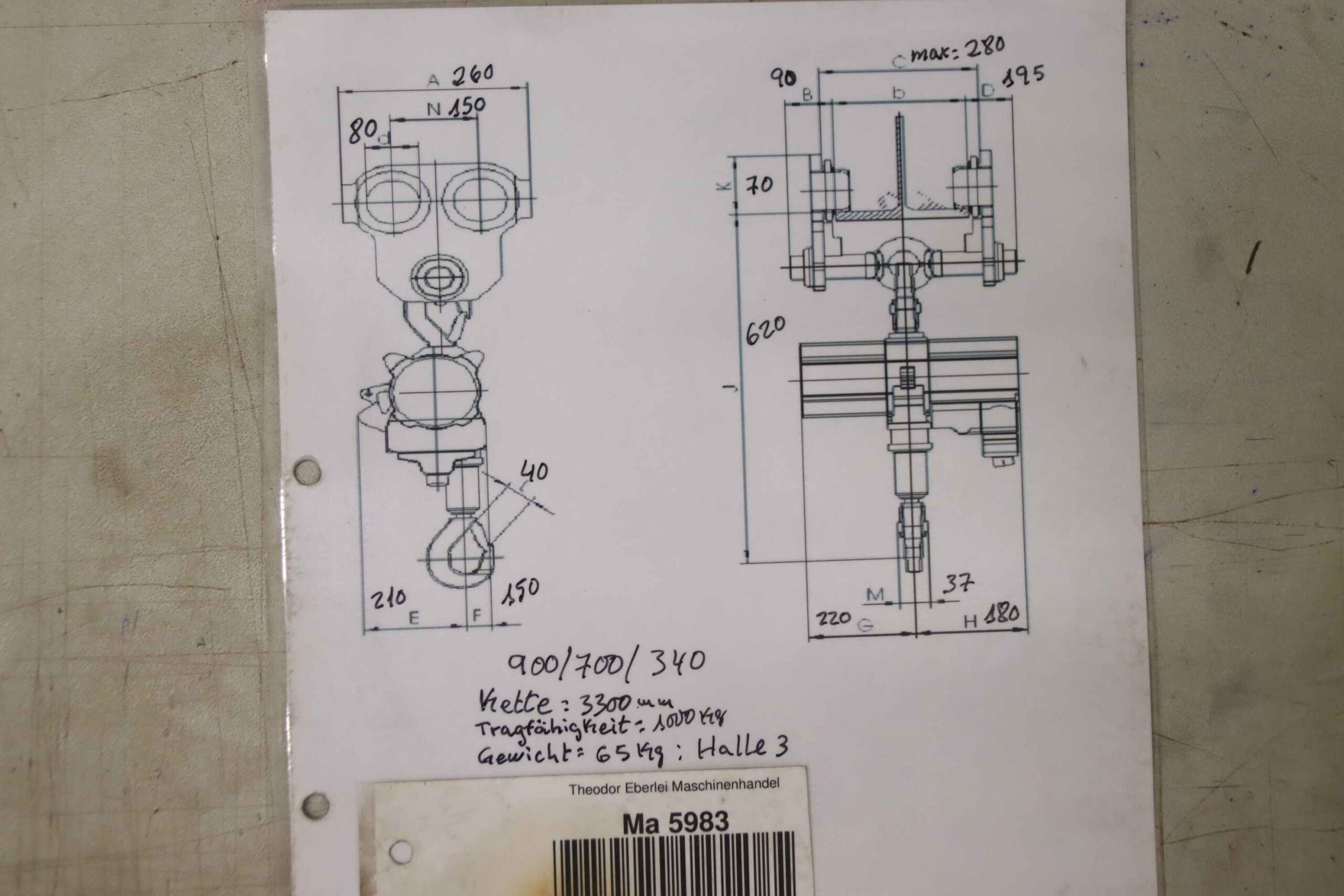Kettenzug mit Fahrwerk 1000 kg von Abus - GM4- EF14 – Bild 9