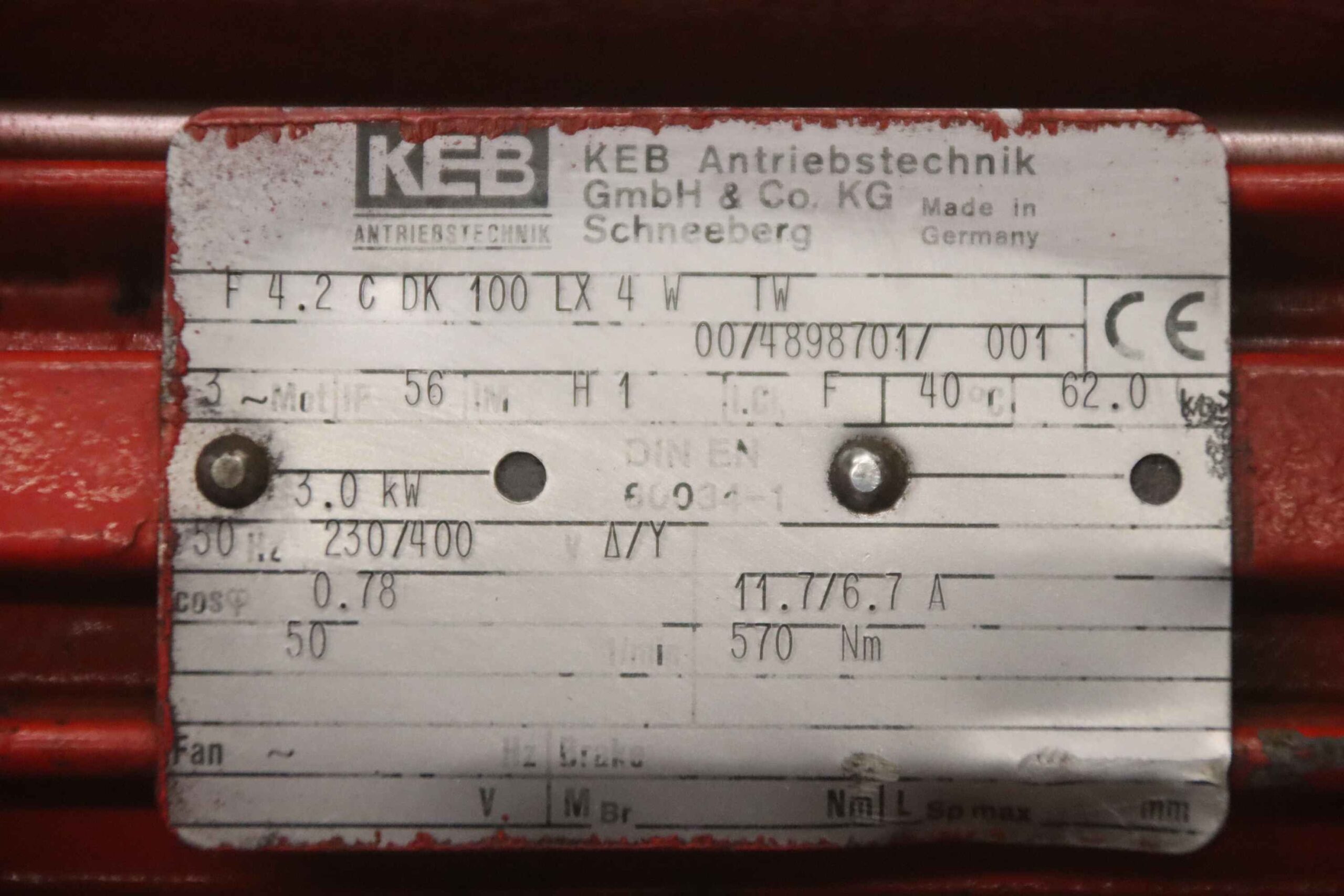 Getriebemotor 3 kW 50 U/min von KEB - F 4.2 C DK 100 LX 4 W TW – Bild 5