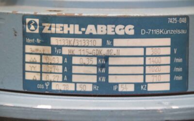 Elektromotor 0,33 kW 1400/1020/710 U/min von Ziehl-Abegg - MK 115-GDK.12.N – Bild 4