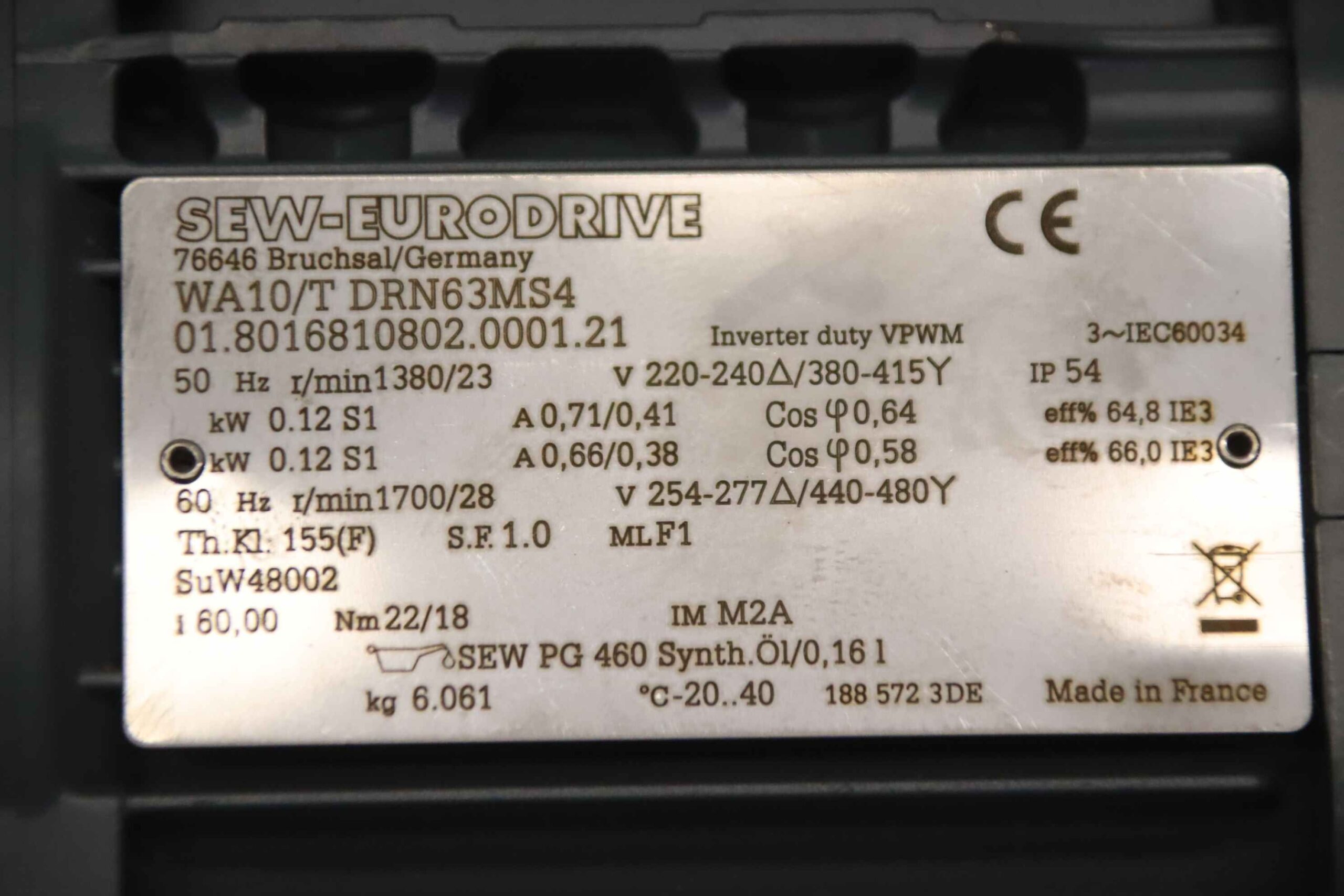 Getriebemotor 0,12 kW 23 U/min von SEW-Eurodrive - WA10/T DRN63MS4 – Bild 4