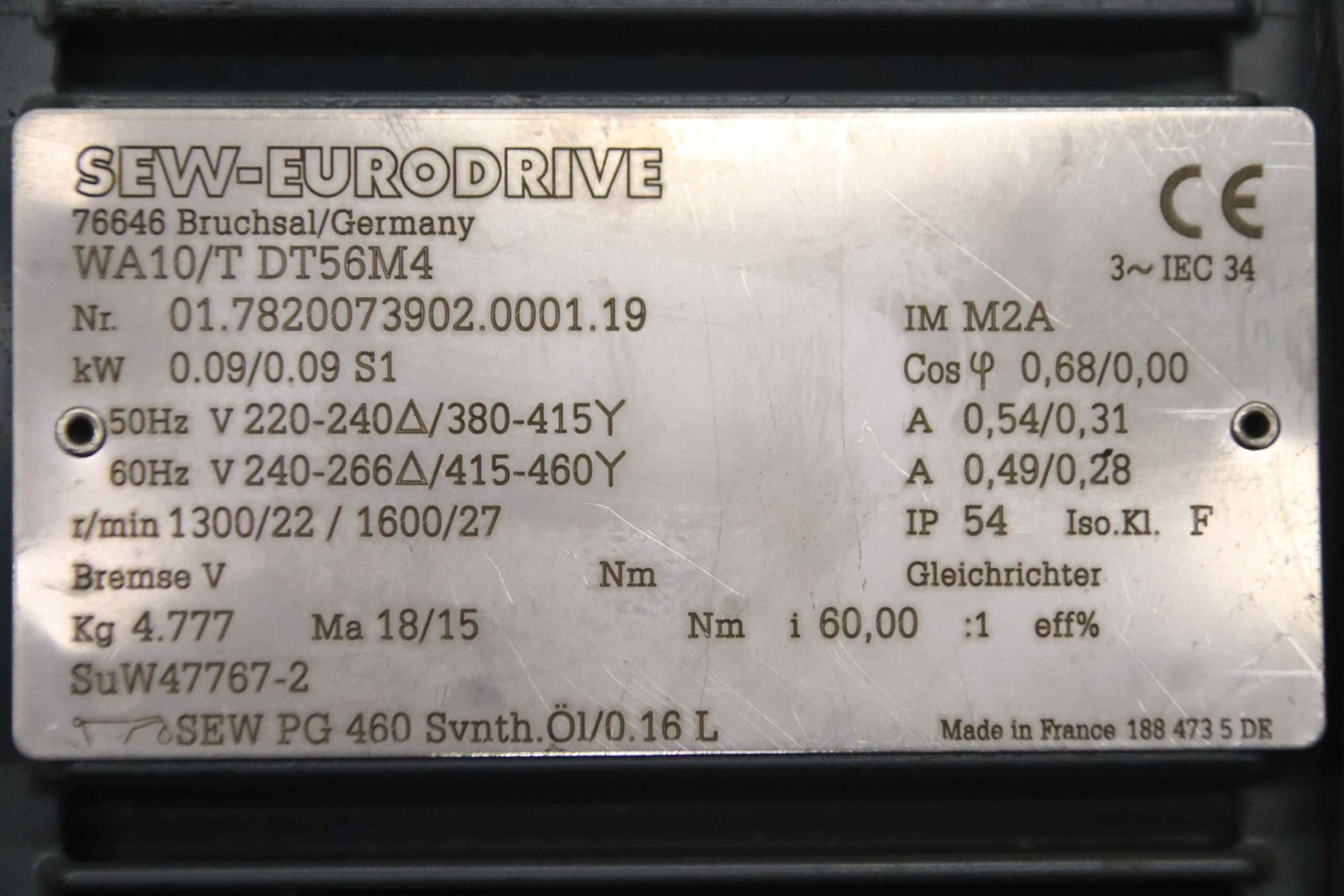 Getriebemotor 0,09 kW 22 U/min von SEW-Eurodrive - WA10/TDT56M4 – Bild 4