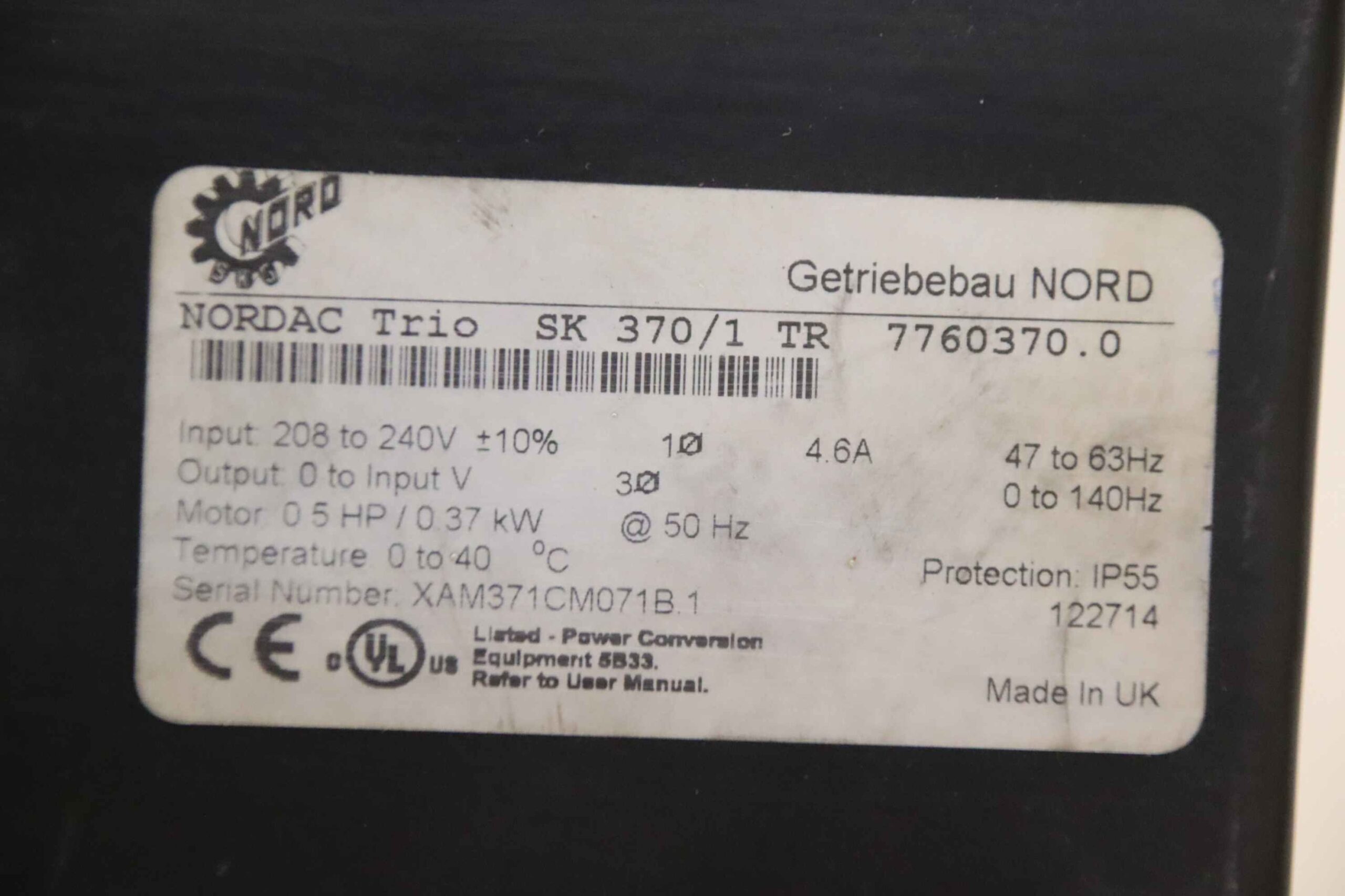 Getriebemotor 0,37 kW 18 U/min mit Frequenzumrichter von Nord - SK 12-71 L/4 TF TR1 SK 370/1 TR – Bild 4