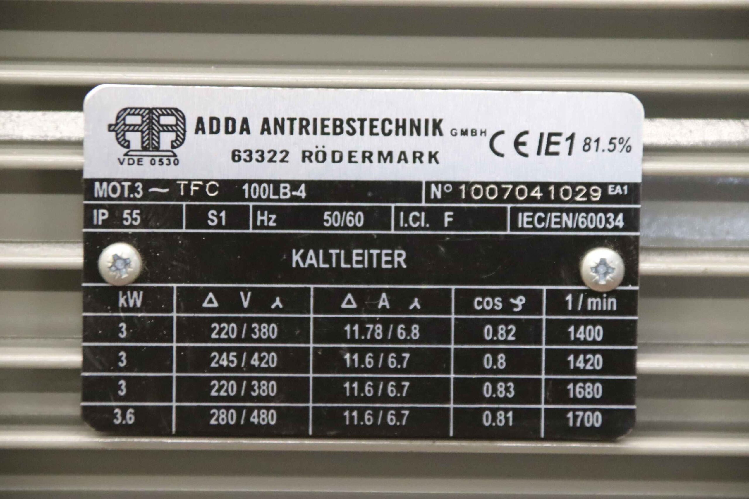Elektromotor 3 kW 1400 U/min von ADDA - 100LB-4 – Bild 4