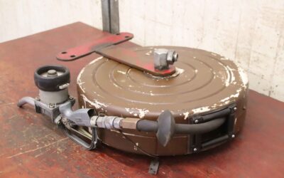 Schlauchhaspel 6,7 m mit Durchflussmesser von Siemens - PN40 Ölschlauchaufroller