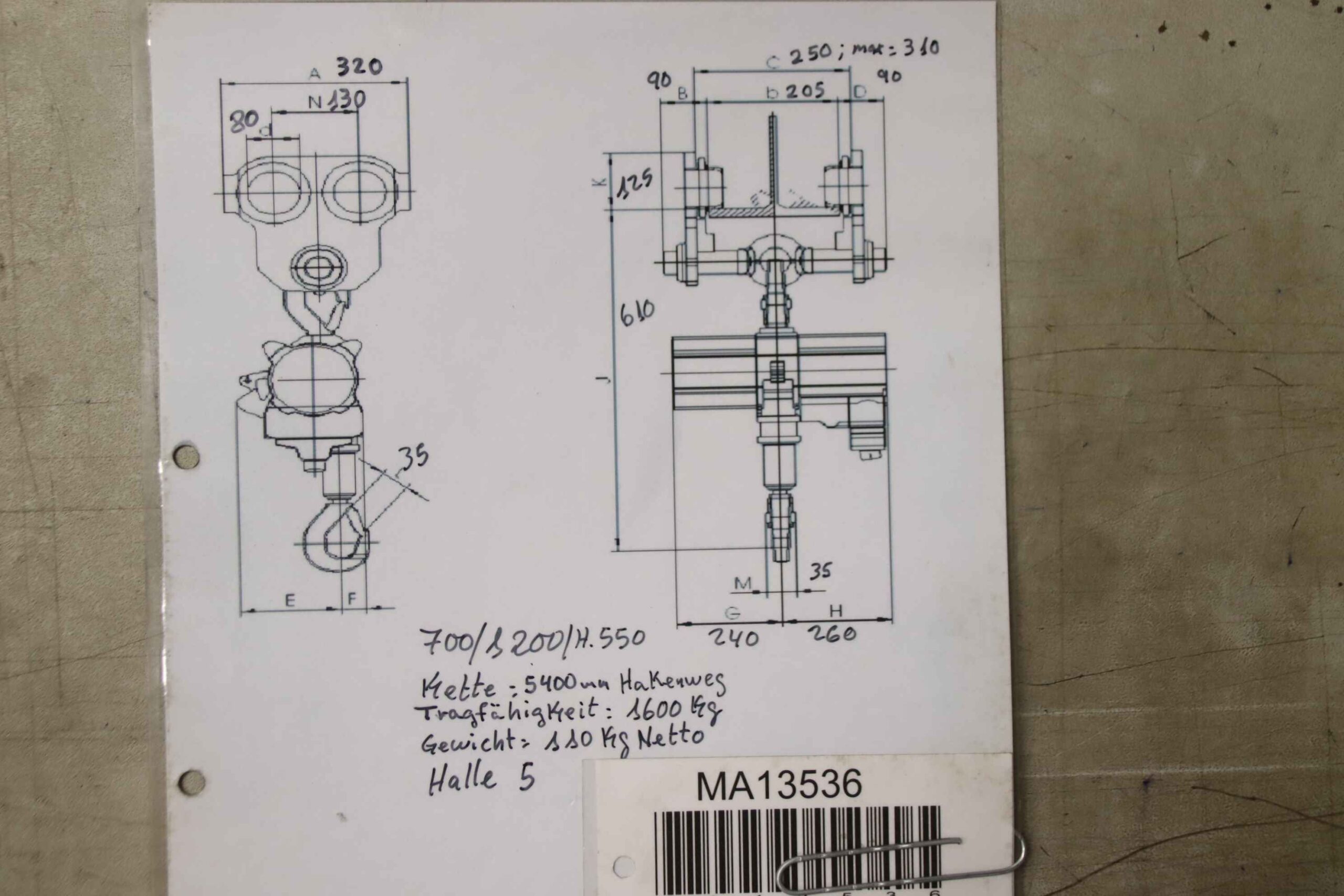 Kettenzug mit Fahrwerk 1600 kg von Konecranes - XN10 1604 b1 TDV 1600 – Bild 13