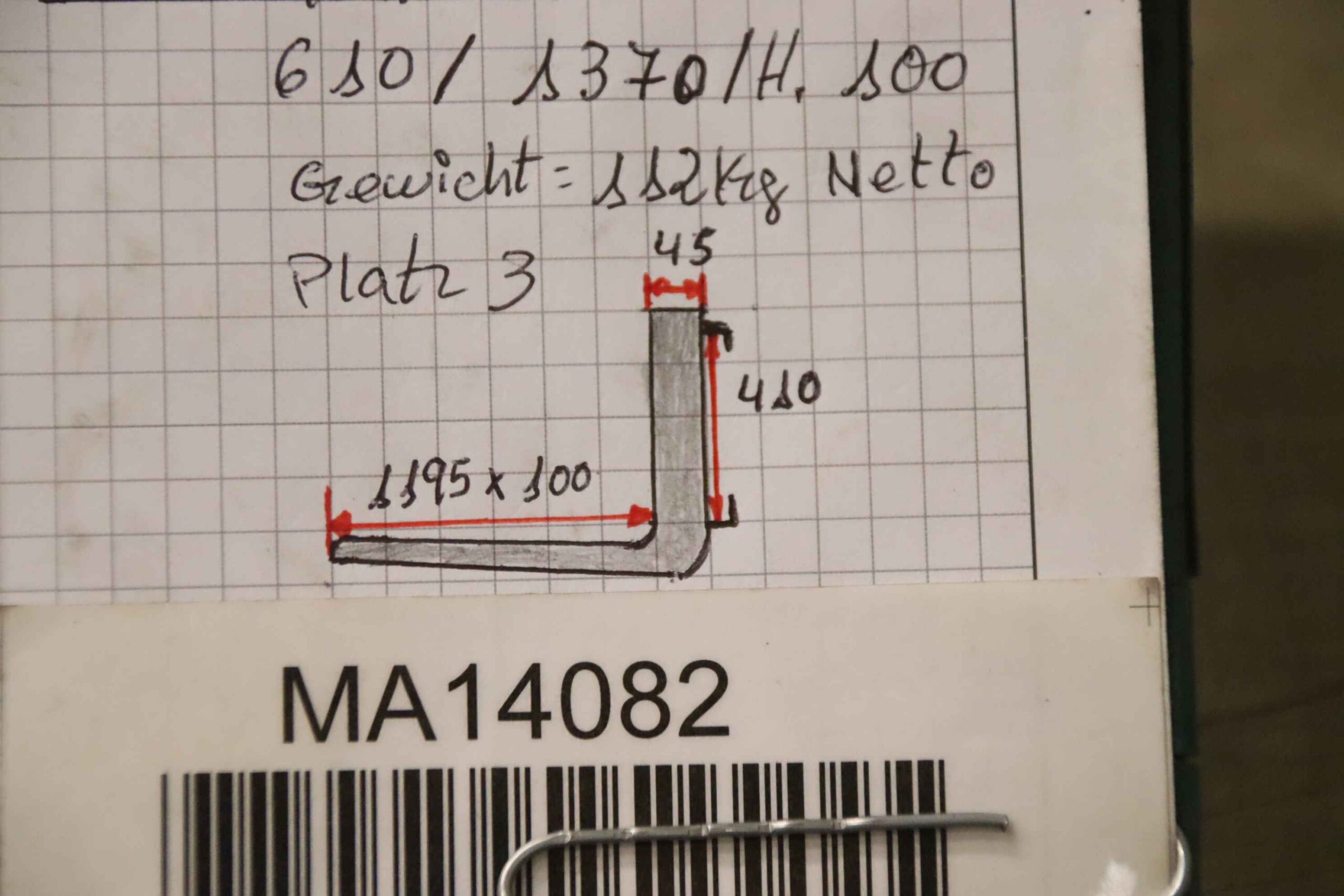 Gabelzinken von unbekannt - 100 x 45 mm Länge 1195 mm – Bild 7