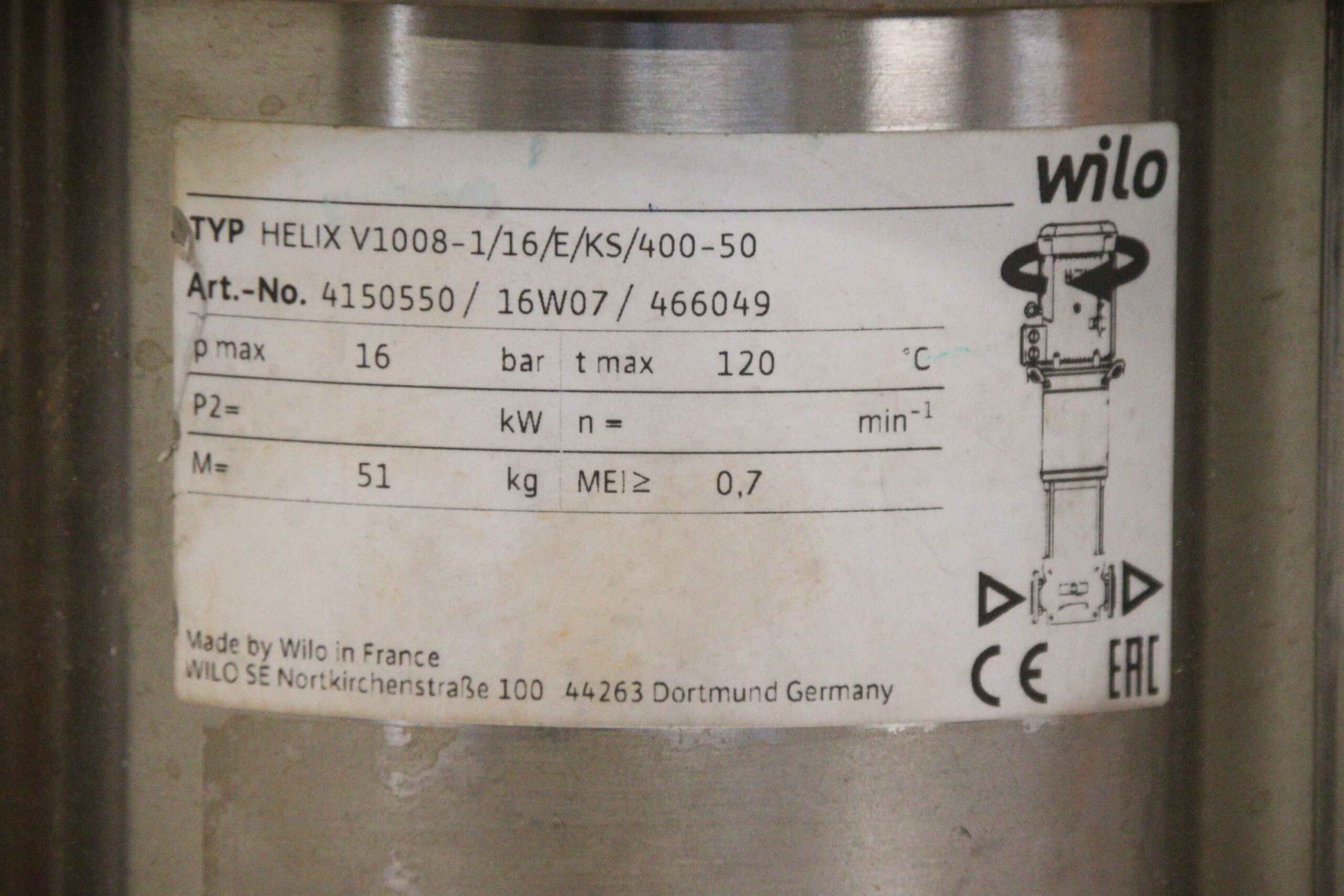 Kreiselpumpe 3 kW von WILO - Helix V1008-1/16/E/KS/400-50 – Bild 5