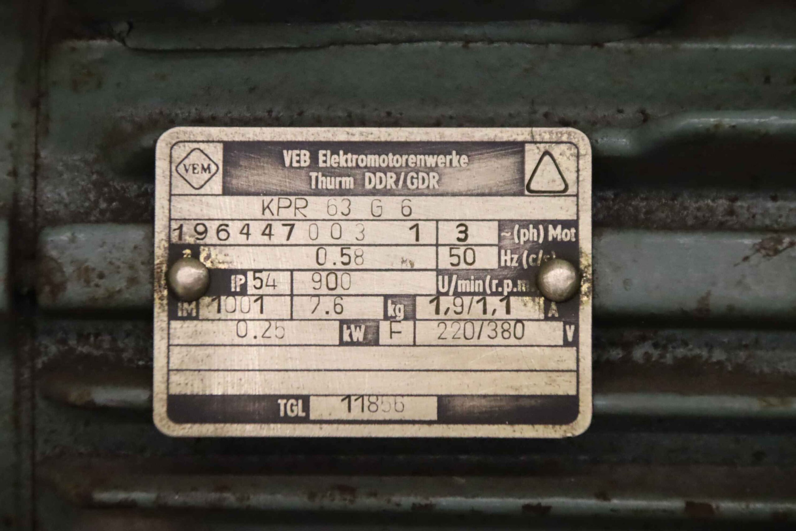 Elektromotor 0,25 kW 900 U/min von VEM - KPR 63 G 6 – Bild 4