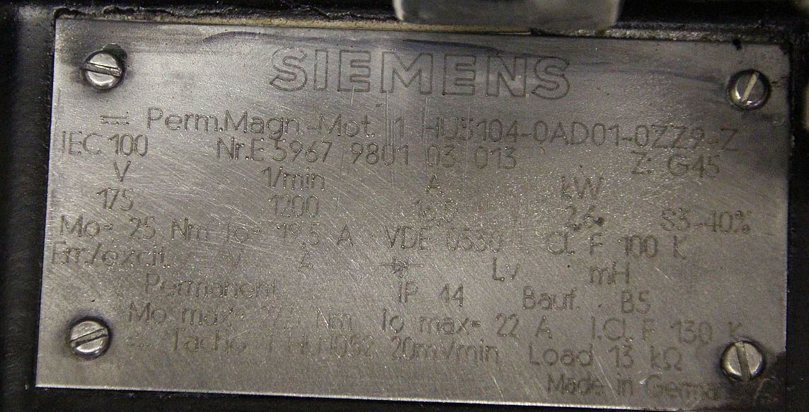 Permanent Magnet Motor von SIEMENS - 1HU3104-0AD01-0ZZ9-Z – Bild 4