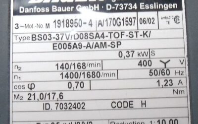 Getriebemotor 0,37 kW 140 U/min von BAUER - BS03-37V/D08SA4-TOF-ST-K – Bild 4