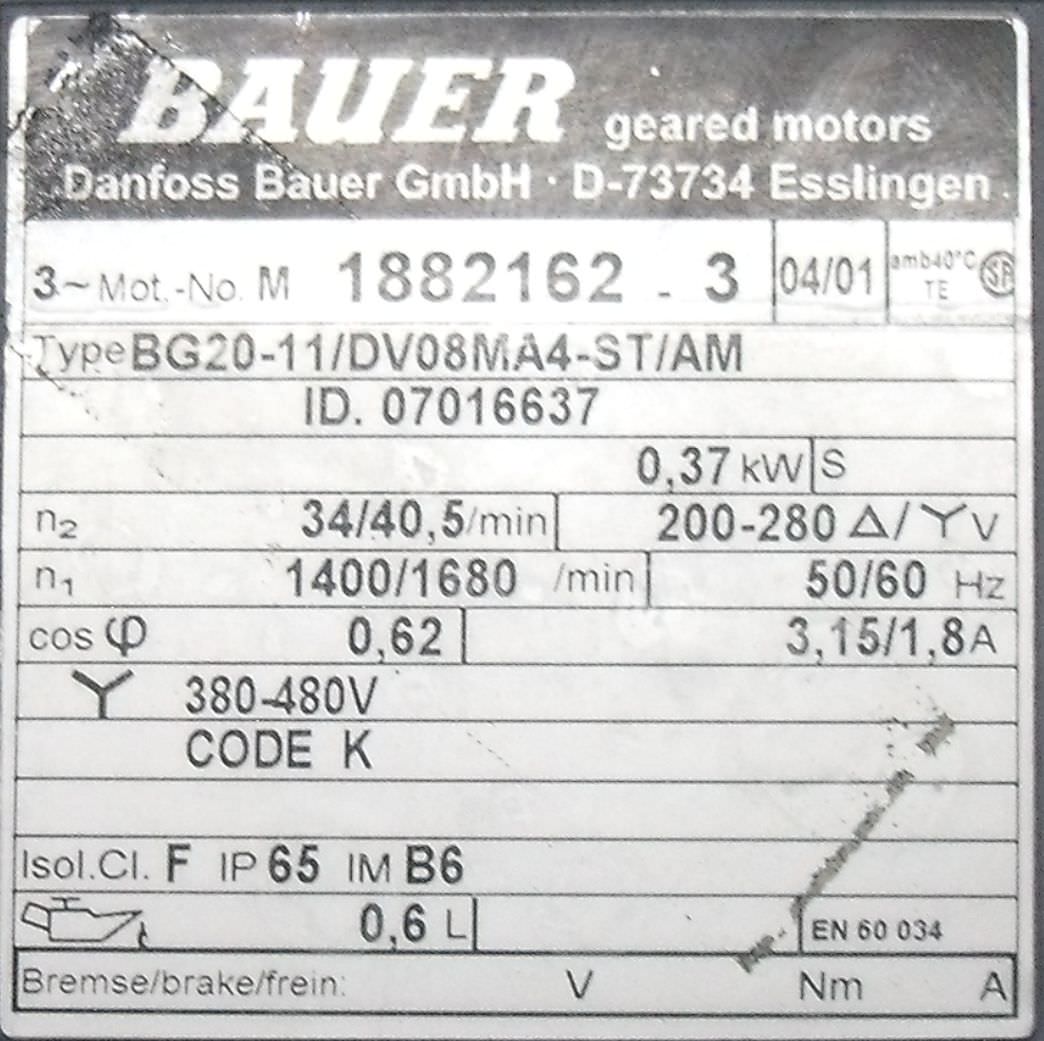 Getriebemotor 0,37 kW 34 U/min von BAUER - BG20-11 – Bild 4