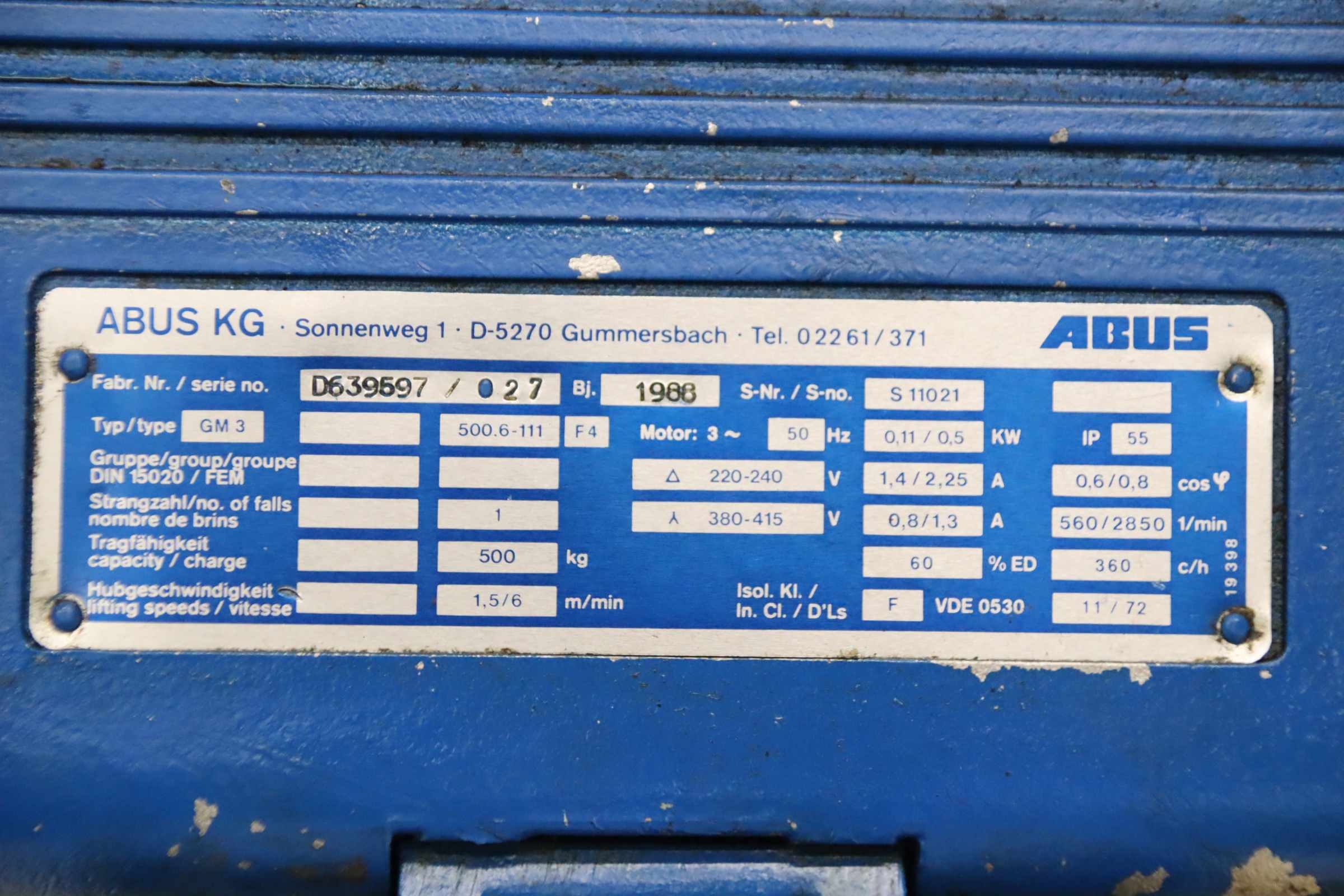 Kettenzug mit Fahrwerk 500 kg von Abus - GM3 – Bild 4