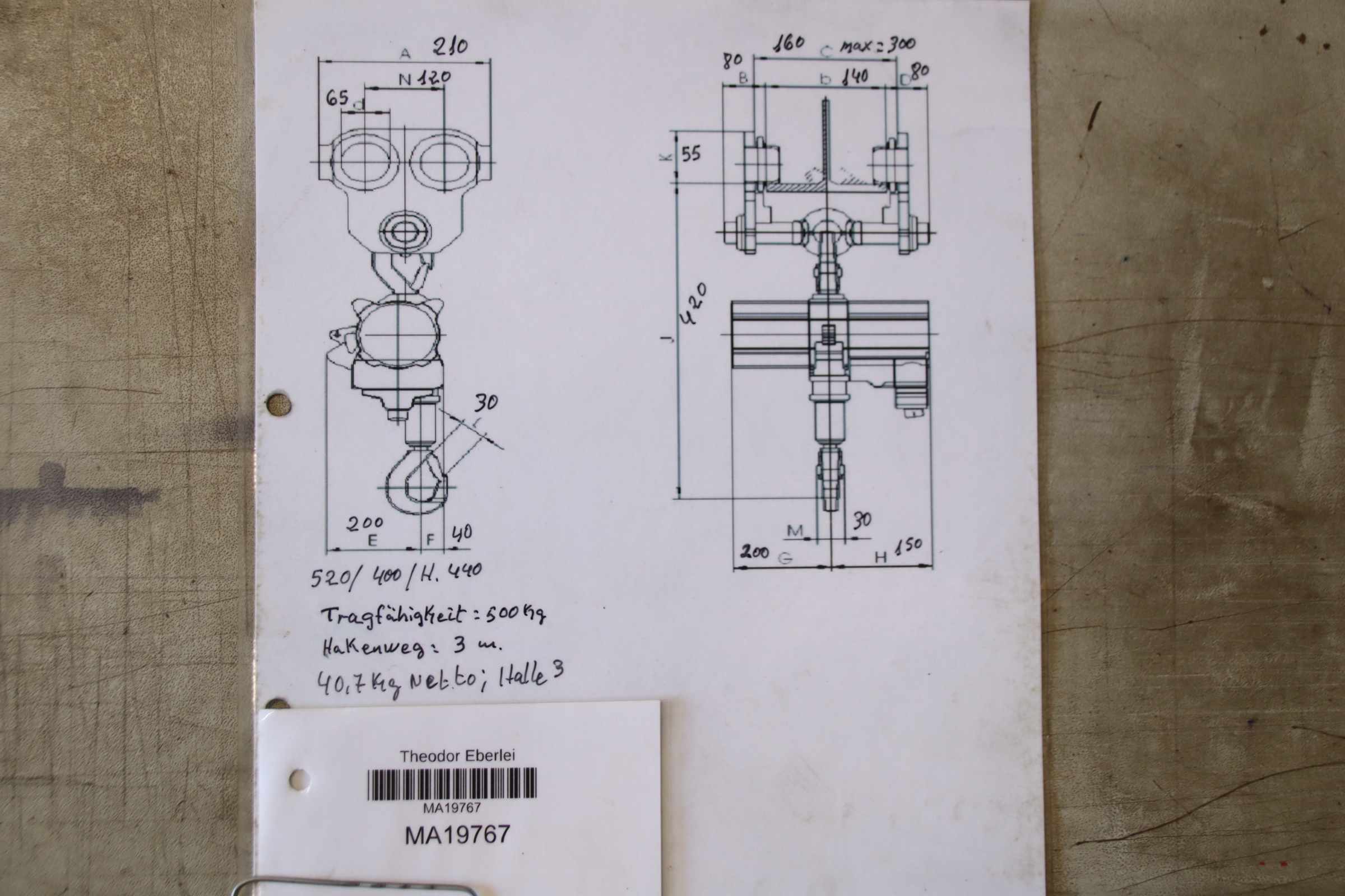 Kettenzug mit Fahrwerk 500 kg von Abus - GM3 – Bild 9