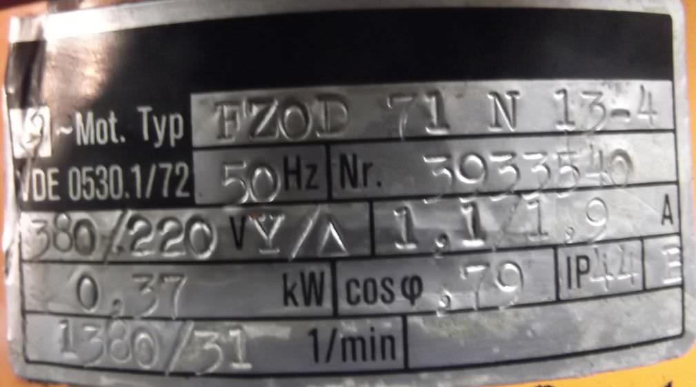 Getriebemotor 0,37 kW 31 U/min von Stephan Werke - FZOD044S FZOD71N13-4 – Bild 4