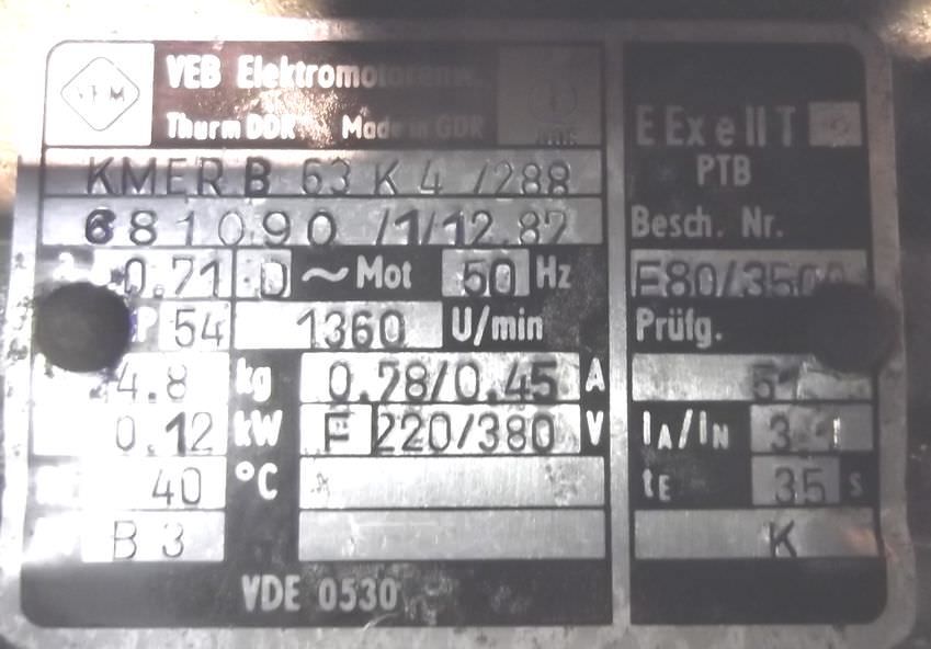 Elektromotor 0,12 kW 1360 U/min von VEM - KMERB63K4/288 – Bild 8
