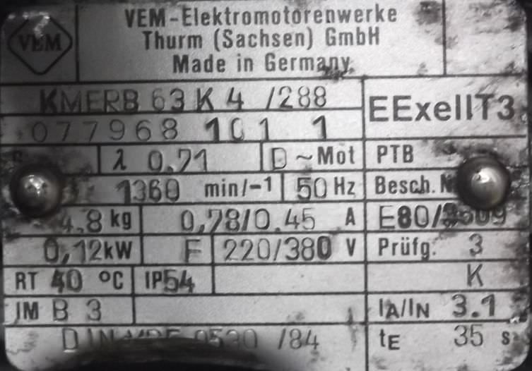 Elektromotor 0,12 kW 1360 U/min von VEM - KMERB63K4/288 – Bild 4