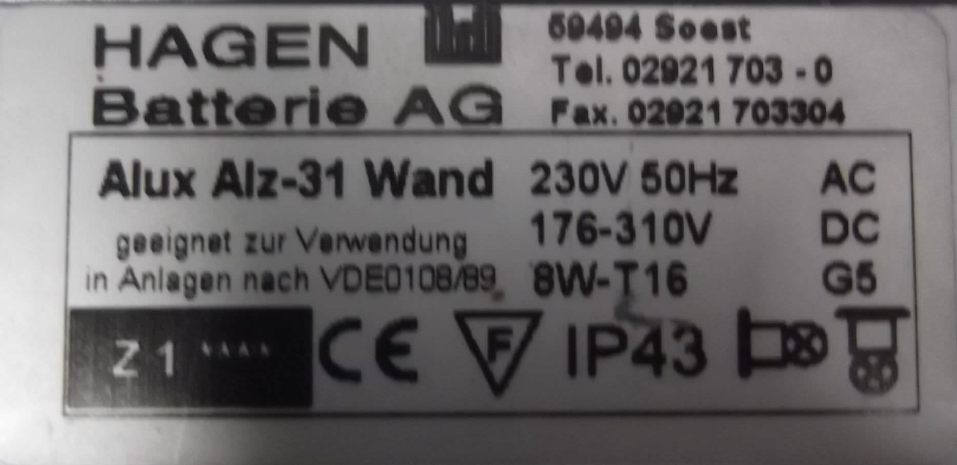 Rettungszeichenleuchte von Hagen - ALUX Alz-31 Wand – Bild 4