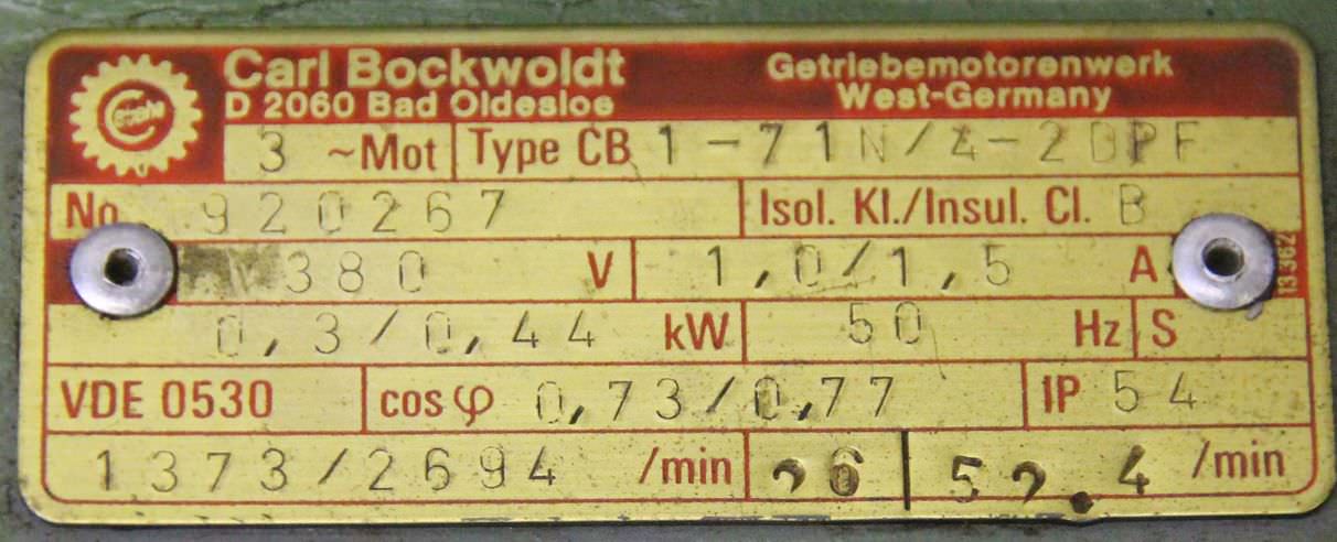 Getriebemotor 0,3/0,44 kW 26/52,4 U/min von Bockwoldt - CB1-71N/4-2DPF – Bild 4