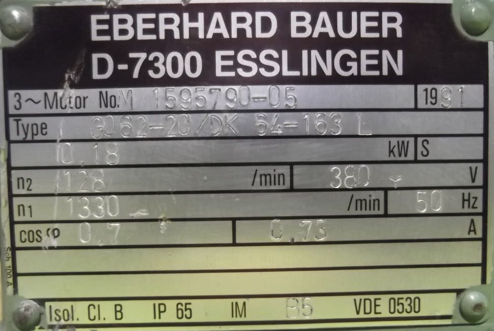 Getriebemotor 0,18 kW 128 U/min von Bauer - G062-20/DK64-163L – Bild 4
