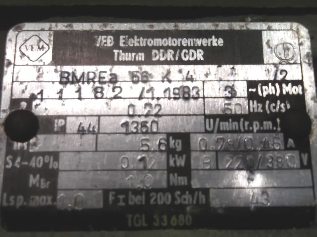 Elektromotor 0,12 kW 1360 U/min von VEM - BMREa56K4 – Bild 4