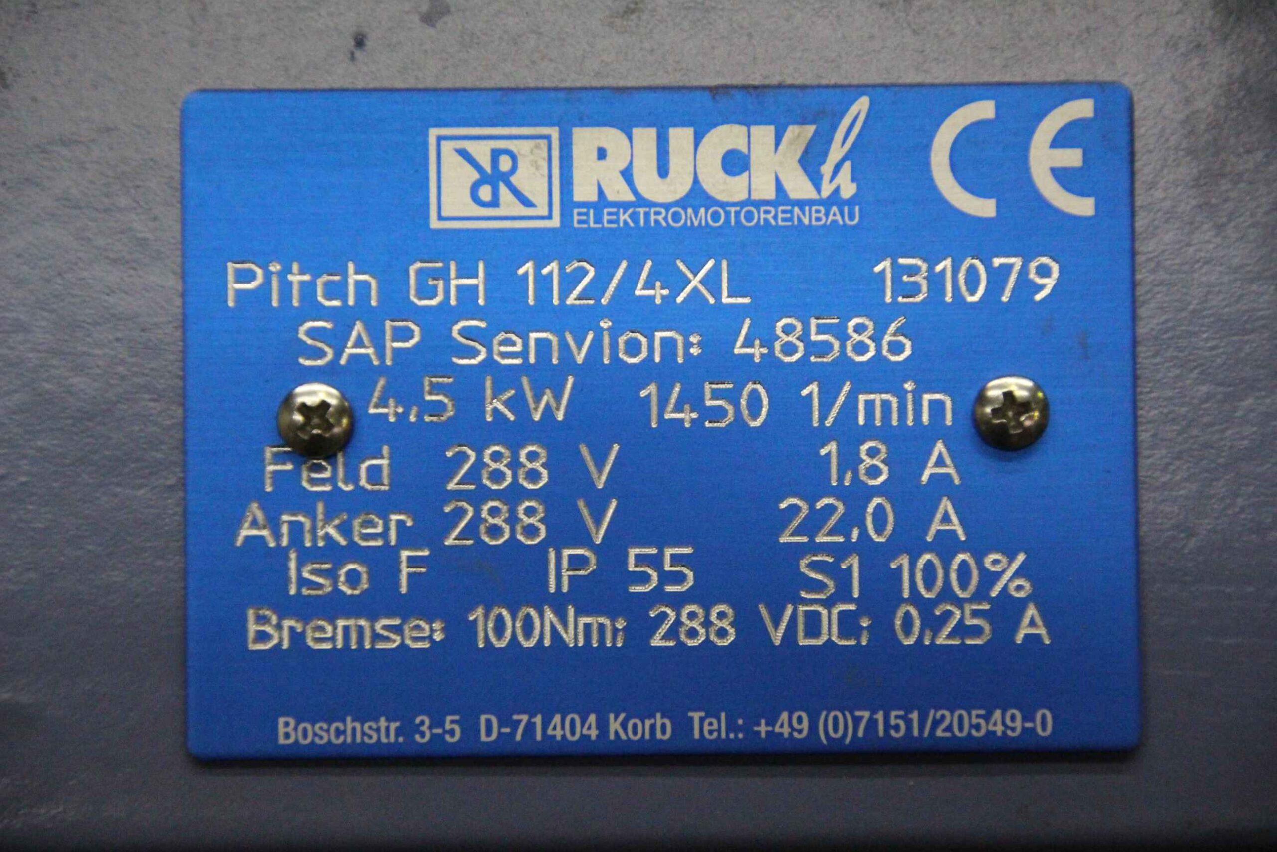 Servomotor 4,5 kW 1450 U/min von Ruckh - Pitch GH 112/4XL – Bild 5
