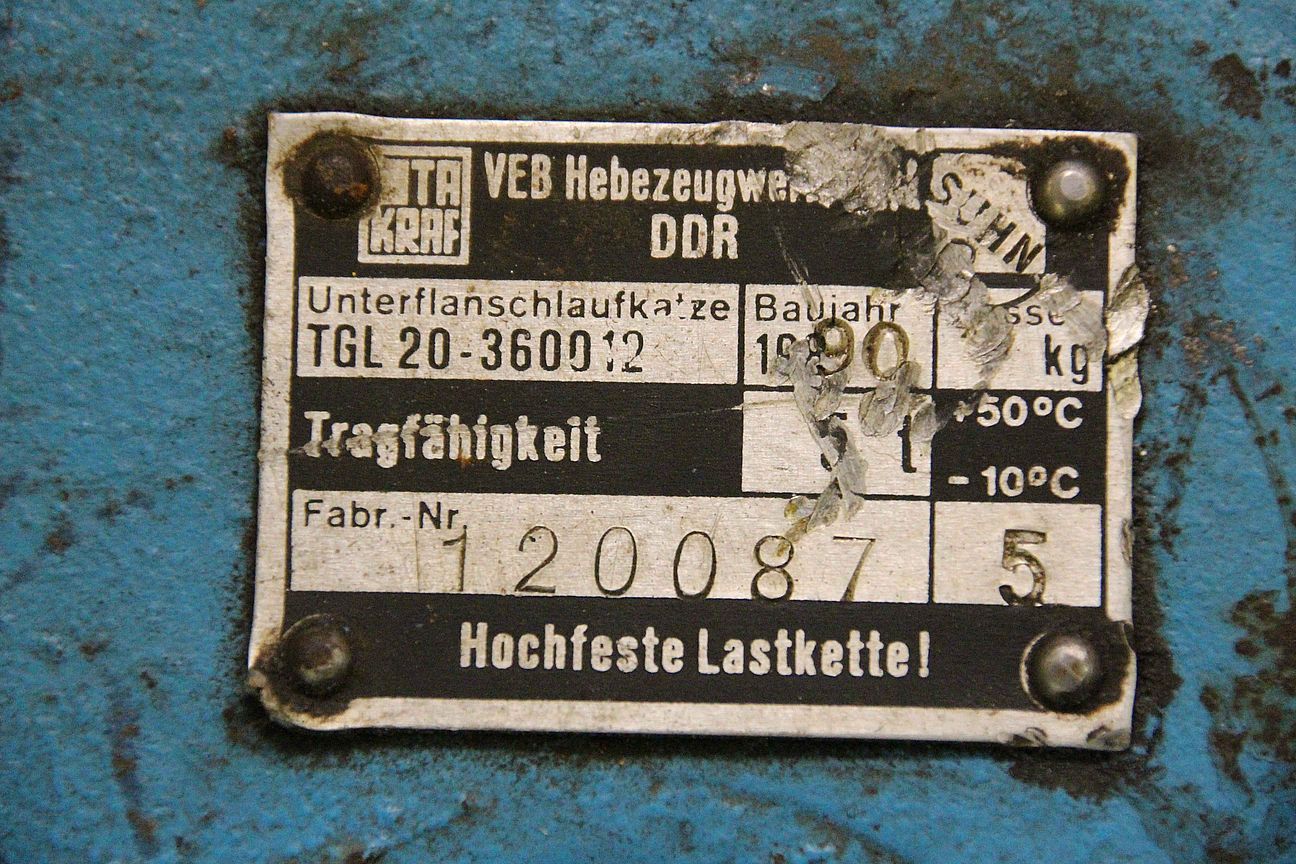 Hand-Kettenzug mit Fahrwerk 5000 kg von VEB - Kettenlänge 4,0 m – Bild 8