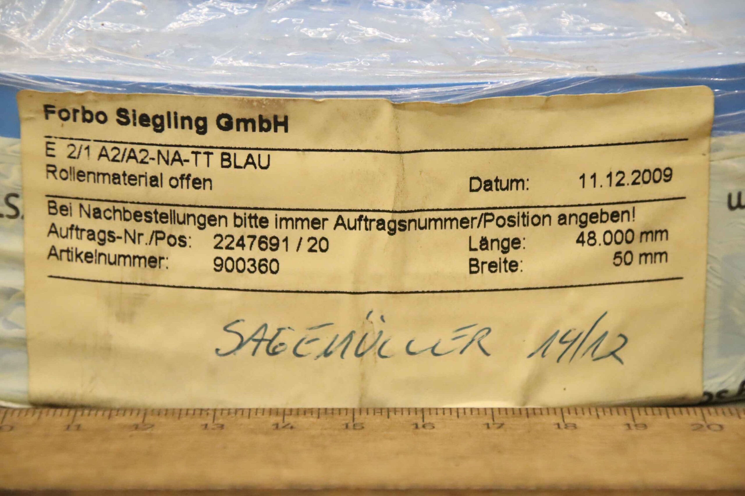 Förderbandgurt Breite 50 mm von Forbo Siegling - E 2/1 A2/A2-NA-TT BLAU – Bild 4