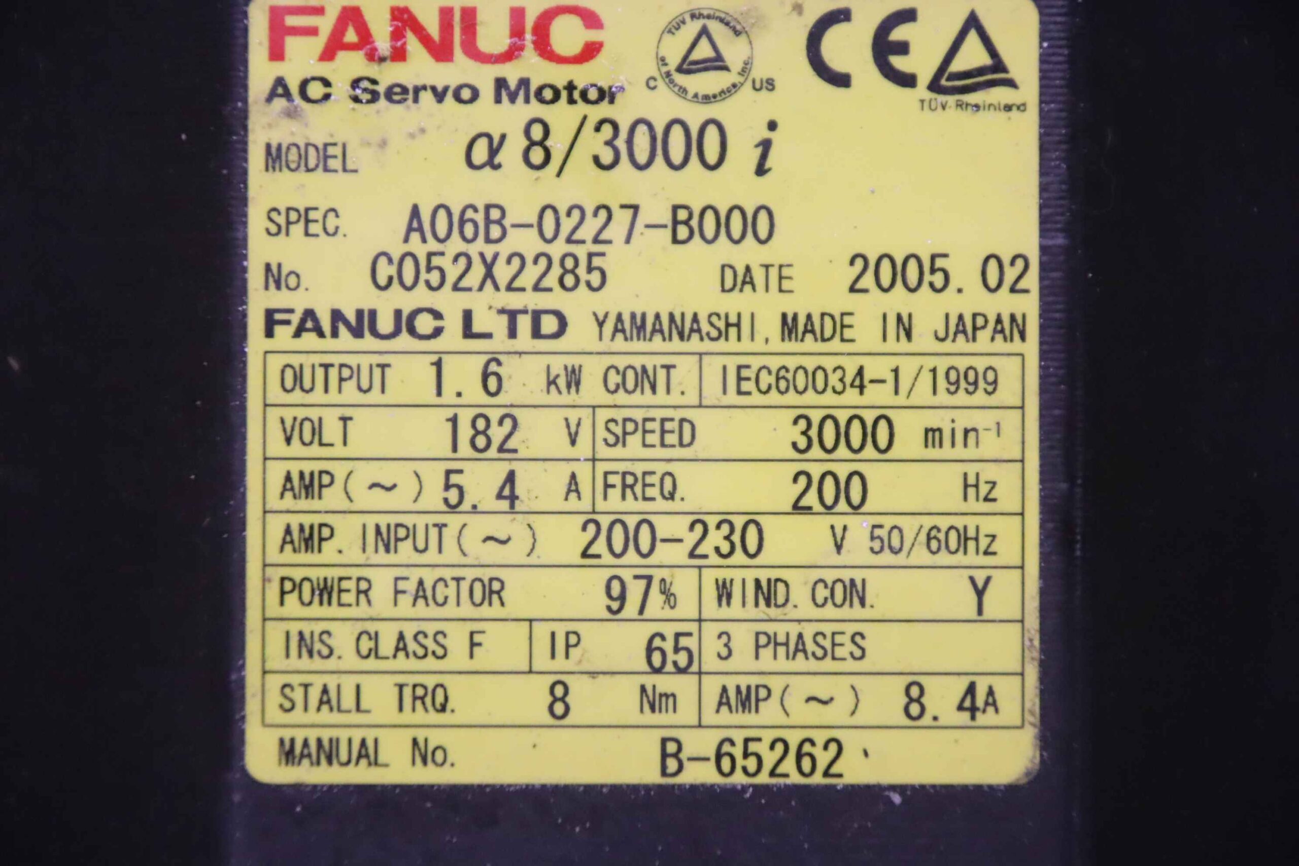 Servomotor 1,6 kW 3000 U/min von Fanuc Santenberg - A06B-0227-B000 GTC S 2 – Bild 4