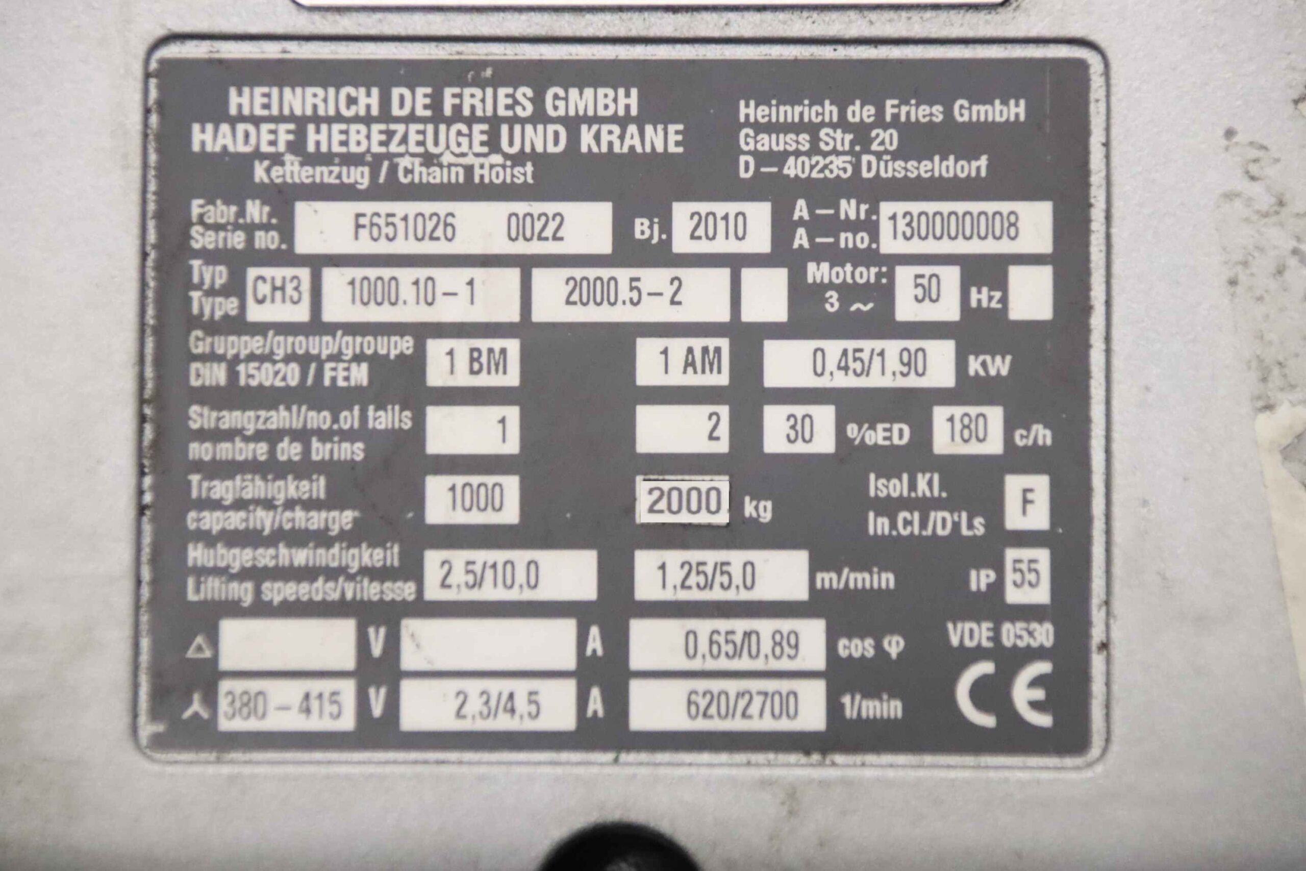 Kettenzug mit Fahrwerk 2000 kg von HADEF - CH3 – Bild 4