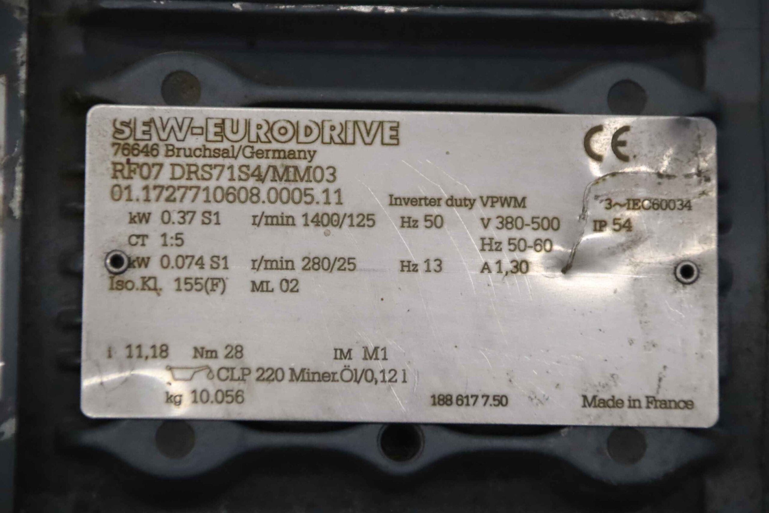 Getriebemotor 0,37/0,074 kW 25 - 280 U/min von SEW-Eurodrive - RF07 DRS71S4/MM03 MM07D-503-00 – Bild 7