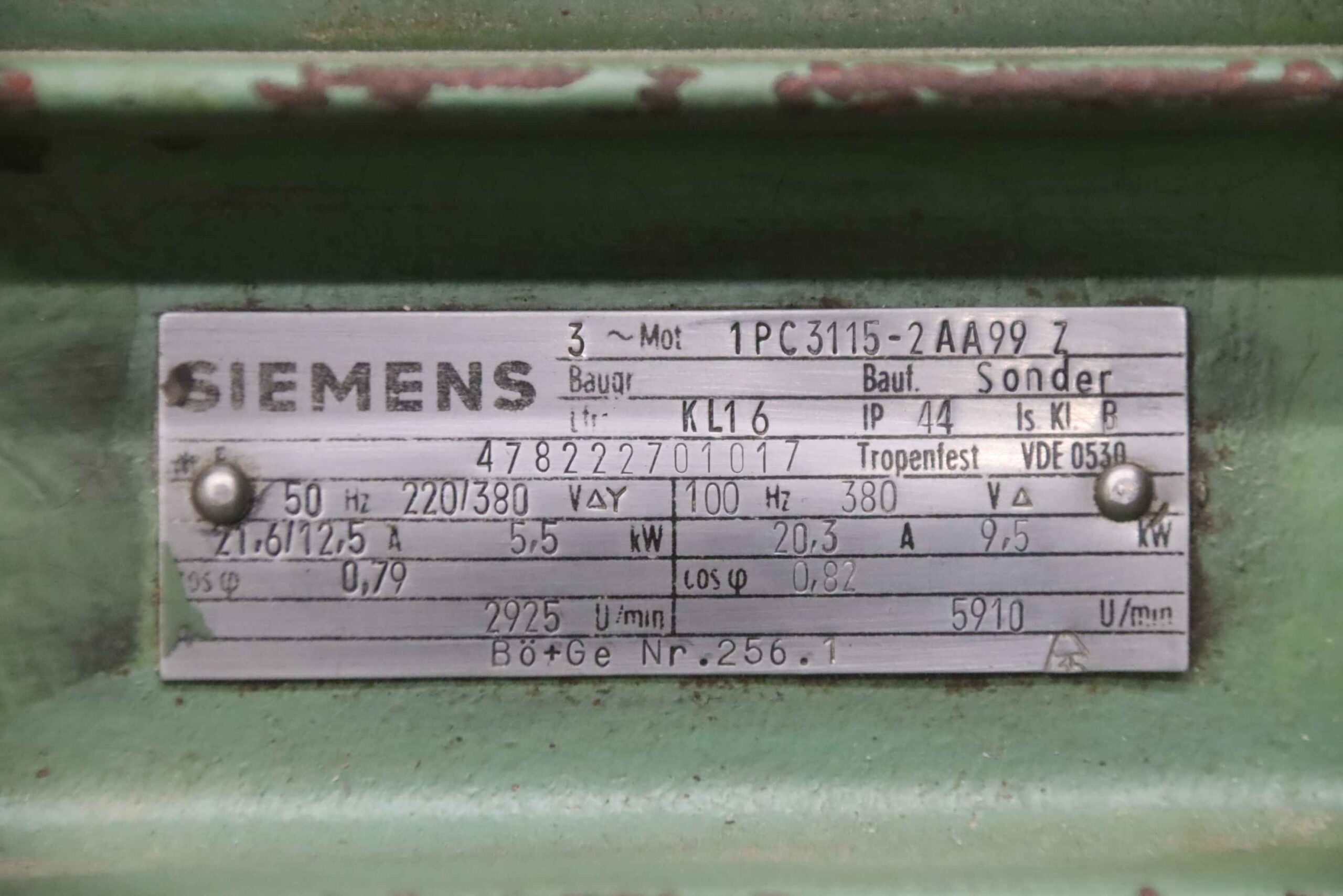 Fräsmotor 5,5/9,5 kW / 2925/5910 U/min von Siemens - 1PC3115-2AA99 Z – Bild 4