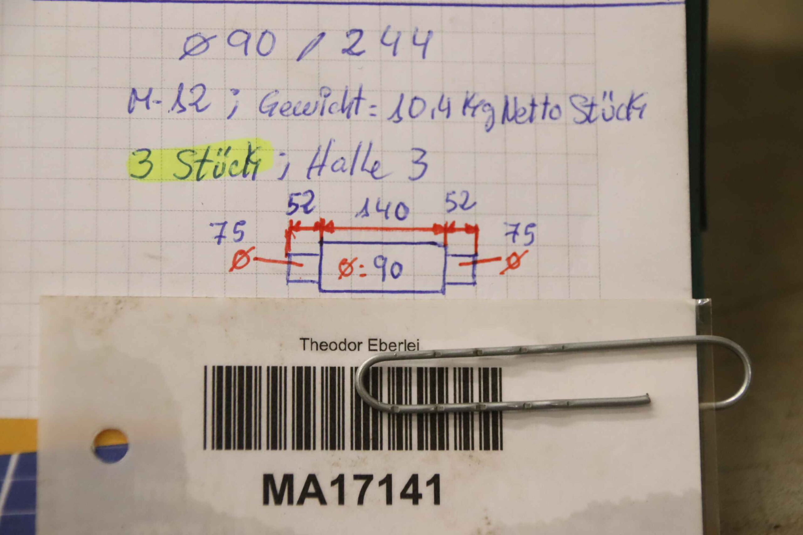 Laufradachse für Kranfahrwerk von unbekannt - D=90x244 – Bild 6