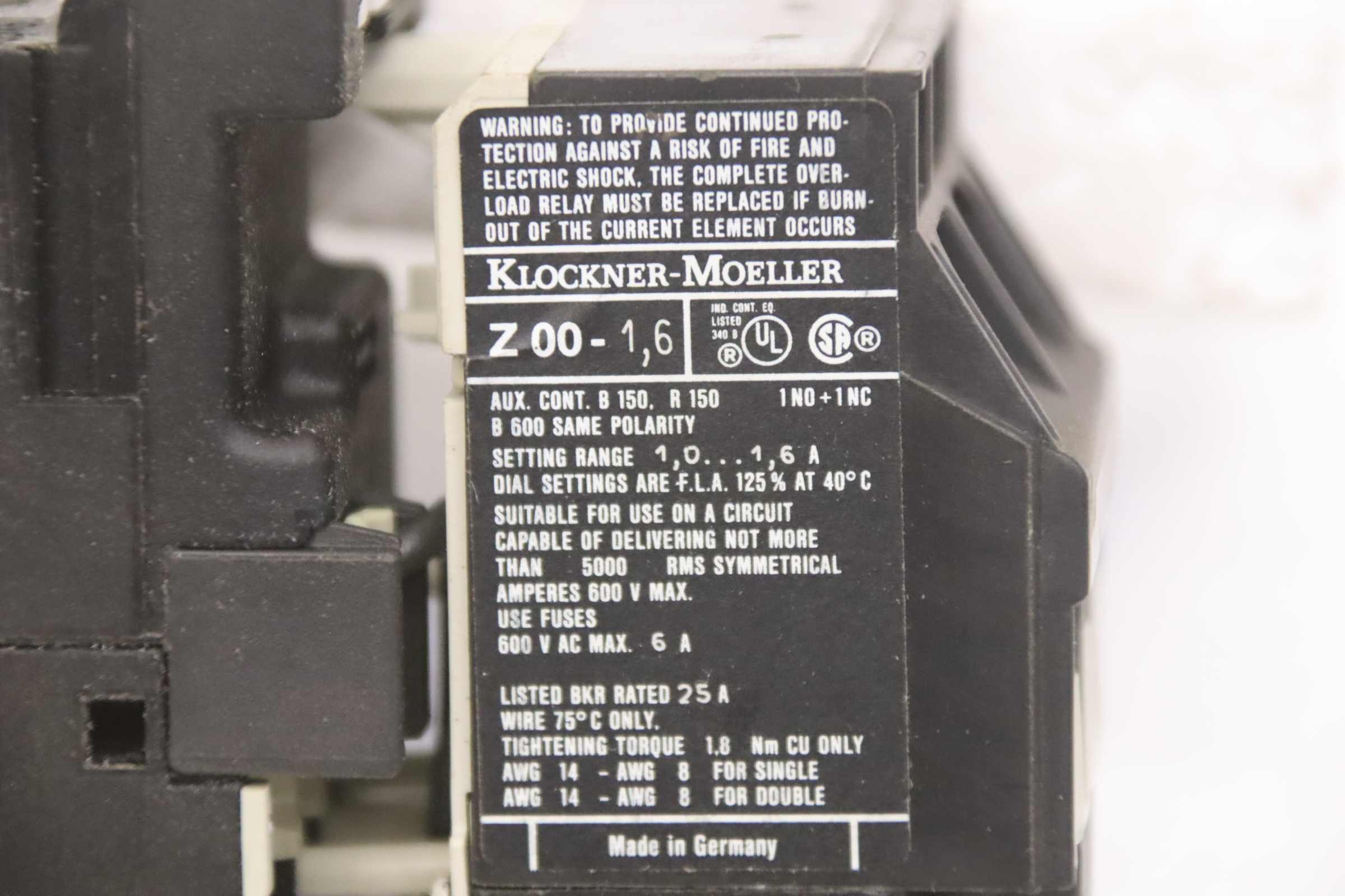 Schütz von Klöckner Moeller - DIL 00 M Z 00-1,6 – Bild 5