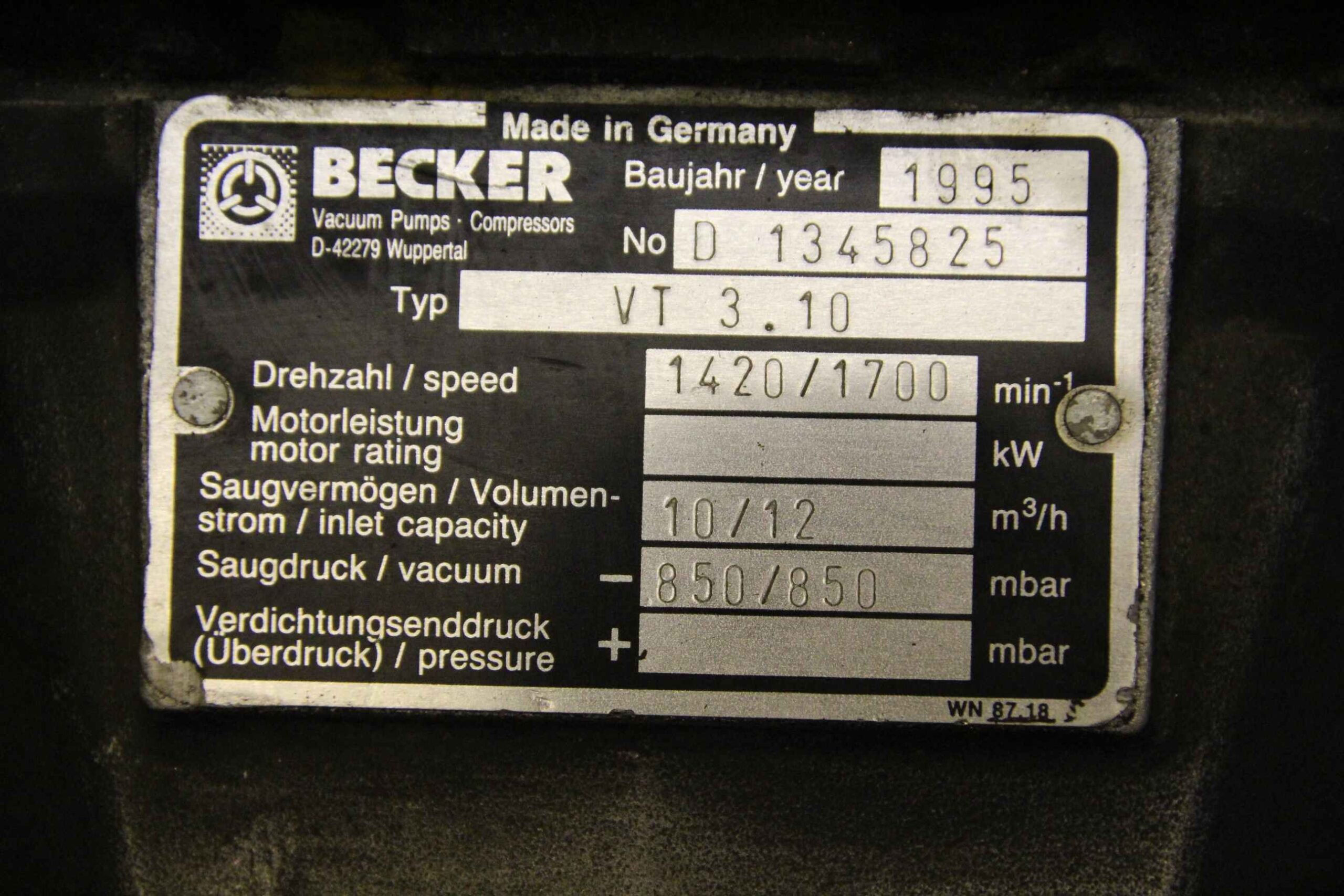 Vakuumpumpe 0,37 kW 10 m³/h von Becker - VT 3.10 – Bild 5