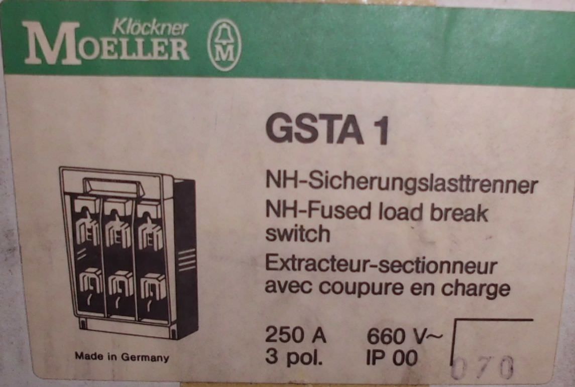 Lasttrennschalter NH-Sicherungslasttrenner von Klöckner Moeller - GSTA1 250 A – Bild 5