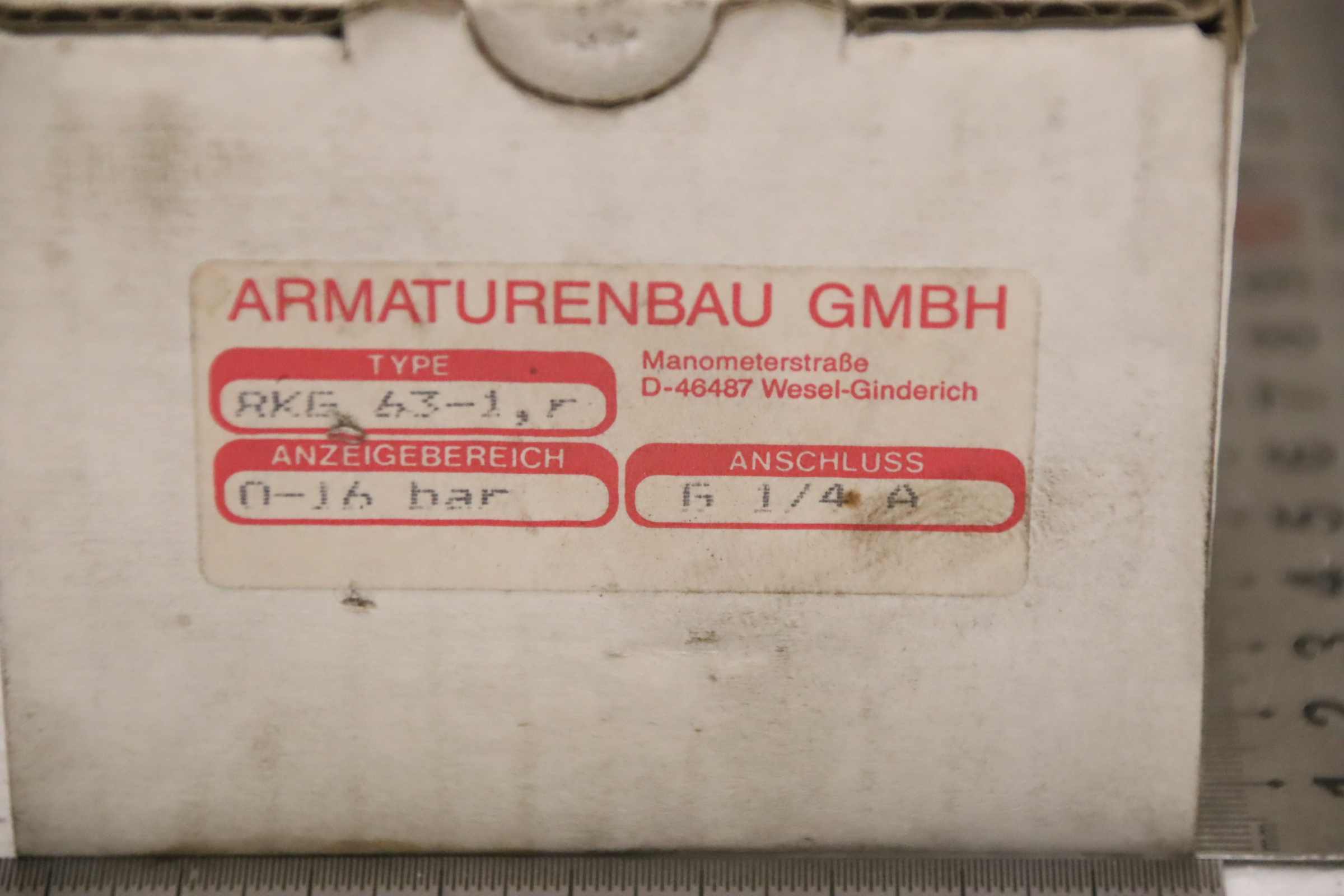 Manometer 0-16 bar von Armaturenbau - RKG 63-1,r 0-16 bar G1/4 A – Bild 5