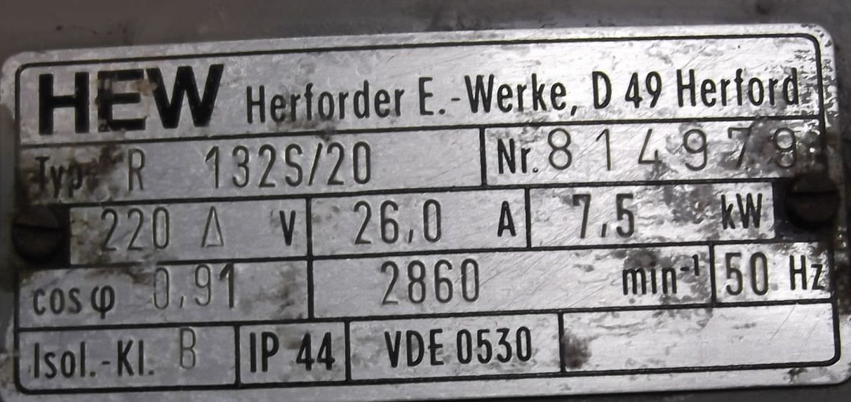 Elektromotor 7,5 kW 2860 U/min von HEW - R132S/20 – Bild 4