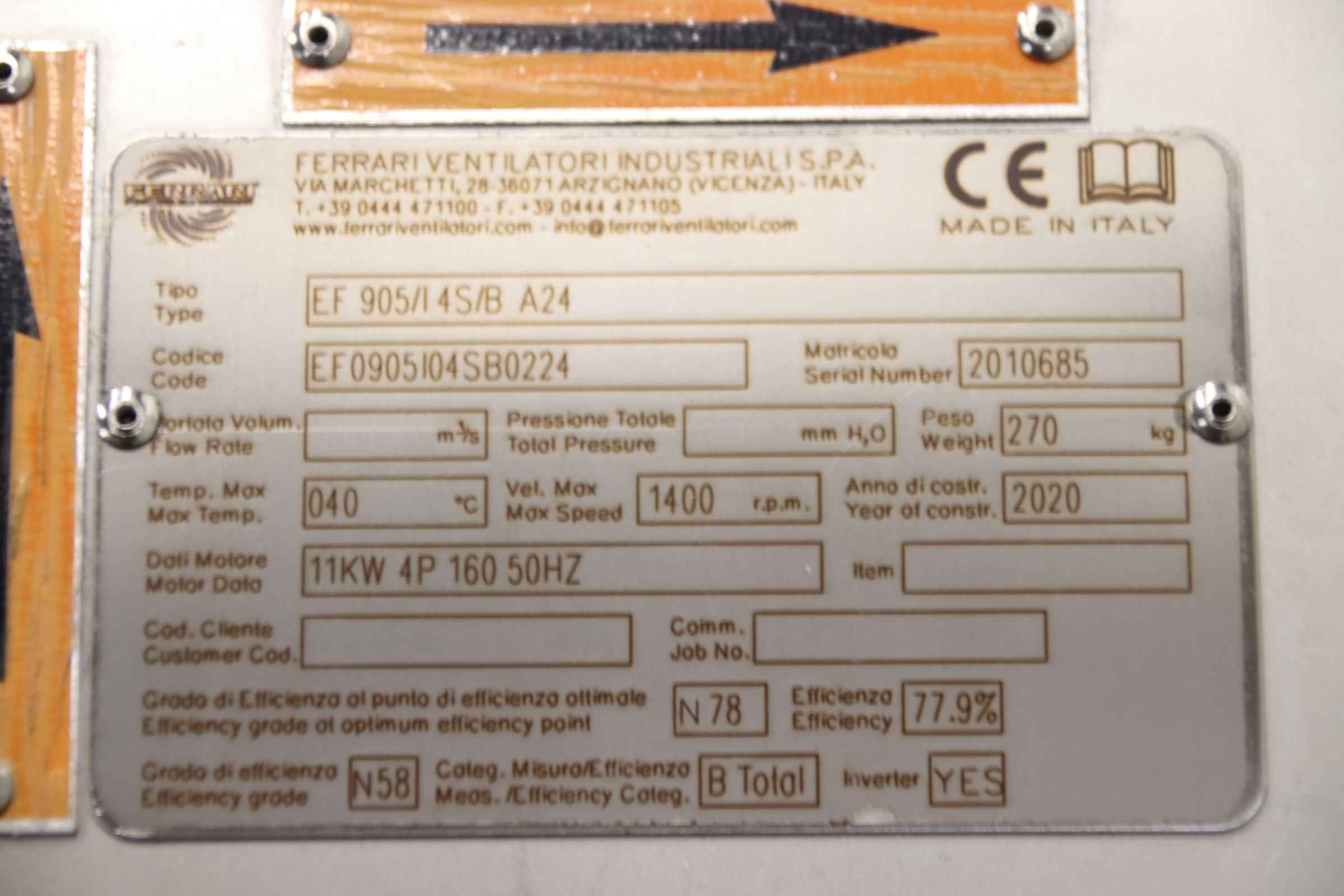 Axial Ventilator 11 kW 1400 U/min Edelstahl von Ferrari - EF 905/I 4S/B A24 – Bild 4