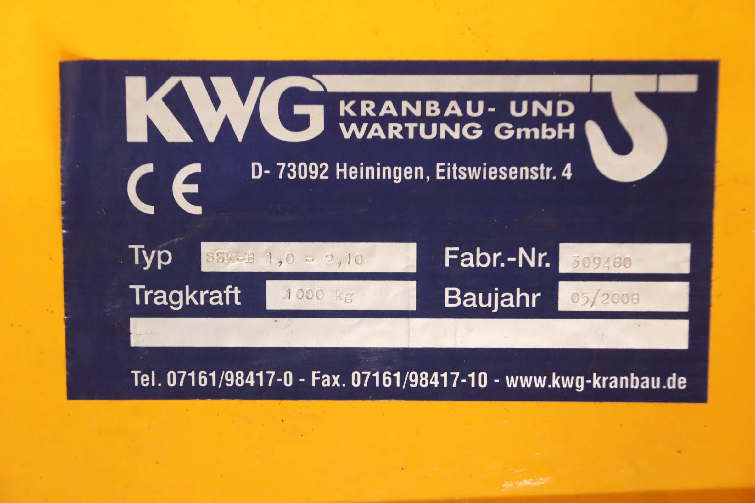 Säulenschwenkkran Ausleger 2,1 m /1000 kg von KWG/SWF - SSK-B 1,0-2,10 – Bild 5