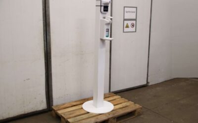 Alternative view of Desinfektionsspender mit Thermometer von unbekannt - freistehend