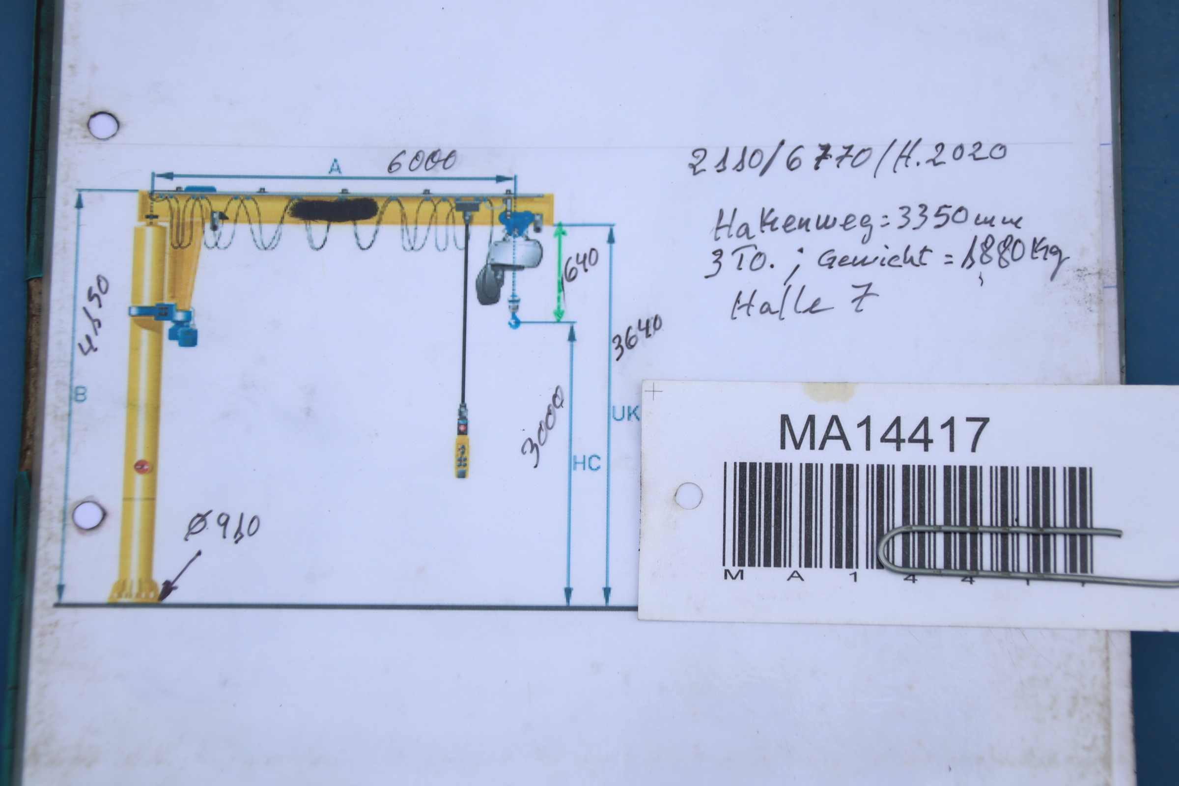 Säulenschwenkkran Ausleger 6 m /3000 kg von VETTER** - TS30-6,0 – Bild 14