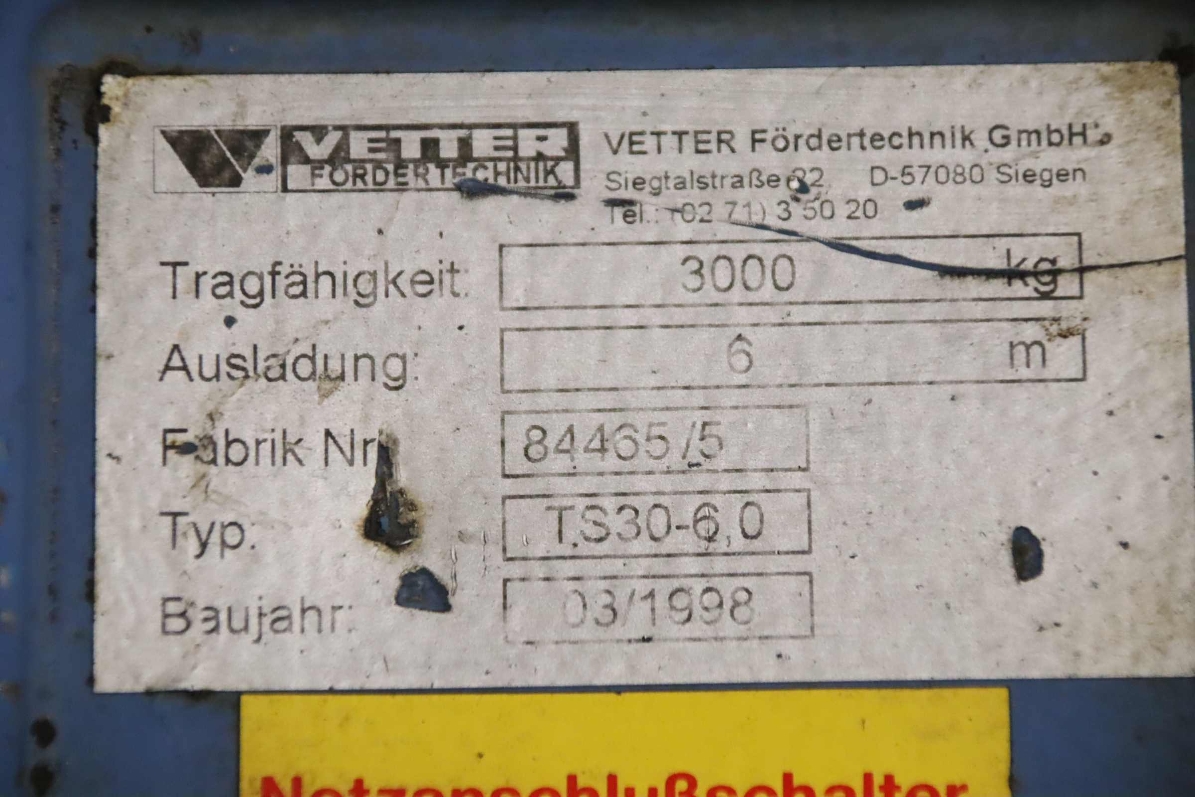 Säulenschwenkkran Ausleger 6 m /3000 kg von VETTER** - TS30-6,0 – Bild 5