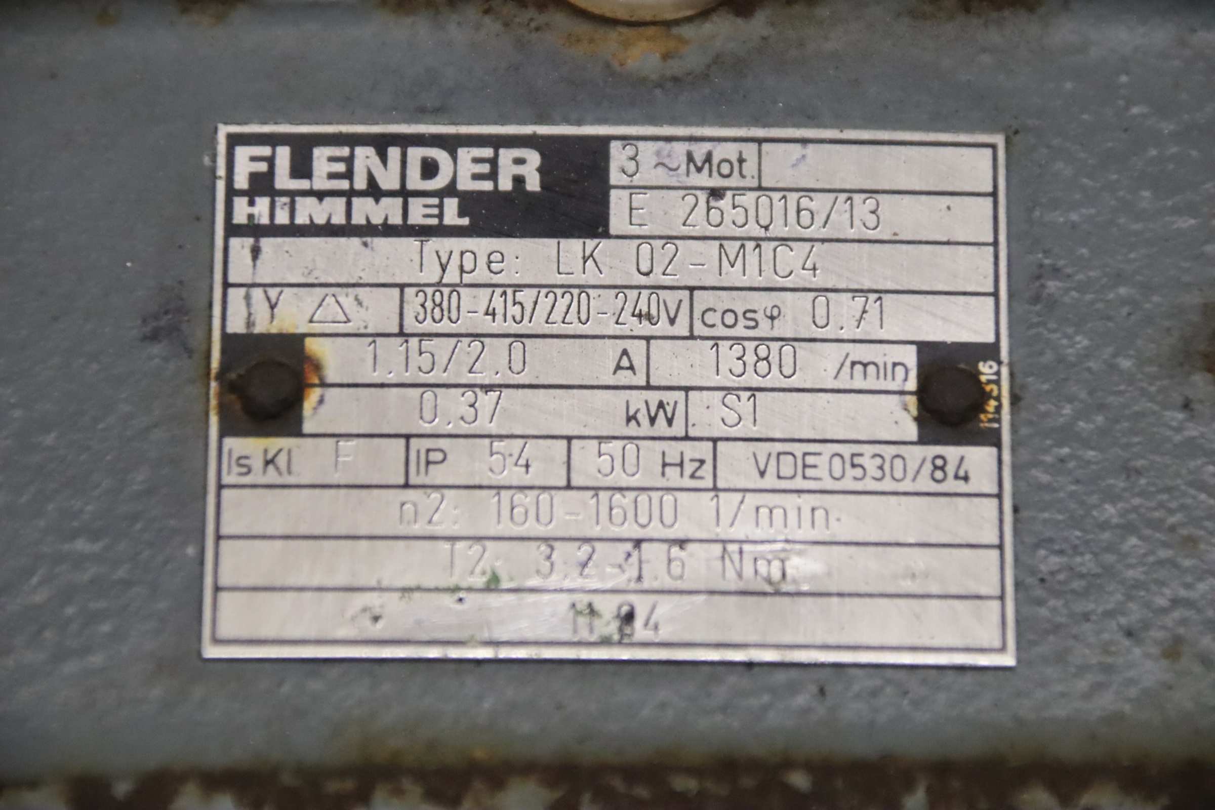 regelbarer Getriebemotor 0,37 kW 160-1600 U/min von Flender Himmel - LK 02-M1C4 – Bild 4