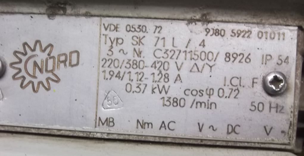 Getriebemotor 0,37 kW 18 U/min von Nord - SK.12080F-71L/4 – Bild 7